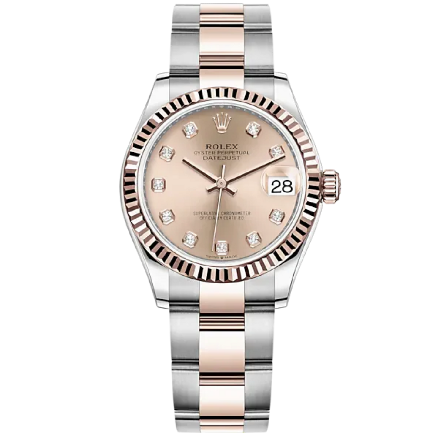 Datejust 31 31mm Oyster Bracelet Oystersteel and Everose Gold with Rosé-Colour Diamond-Set Dial Fluted Bezel