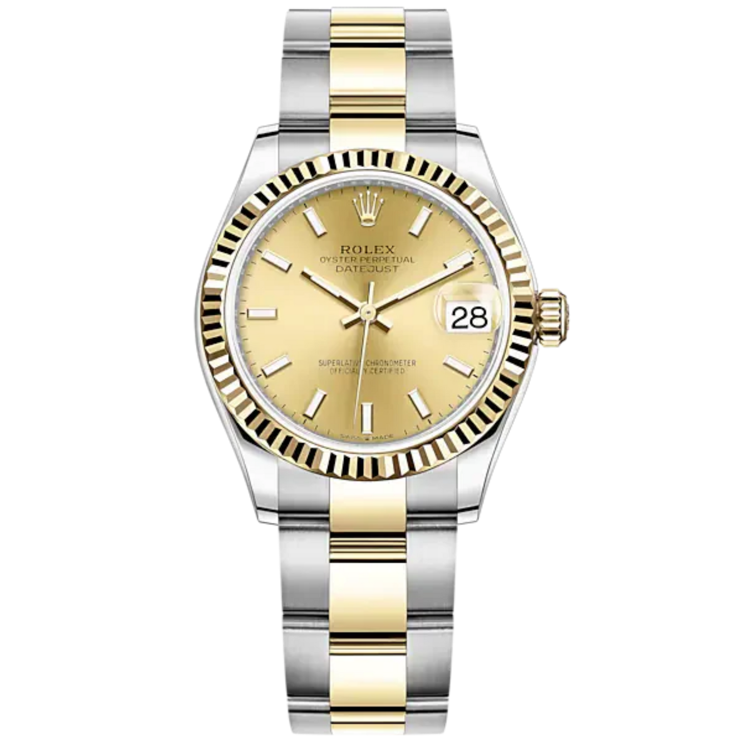 Datejust 31 31mm Oyster Bracelet Oystersteel and Yellow Gold with Champagne-Colour Dial Fluted Bezel