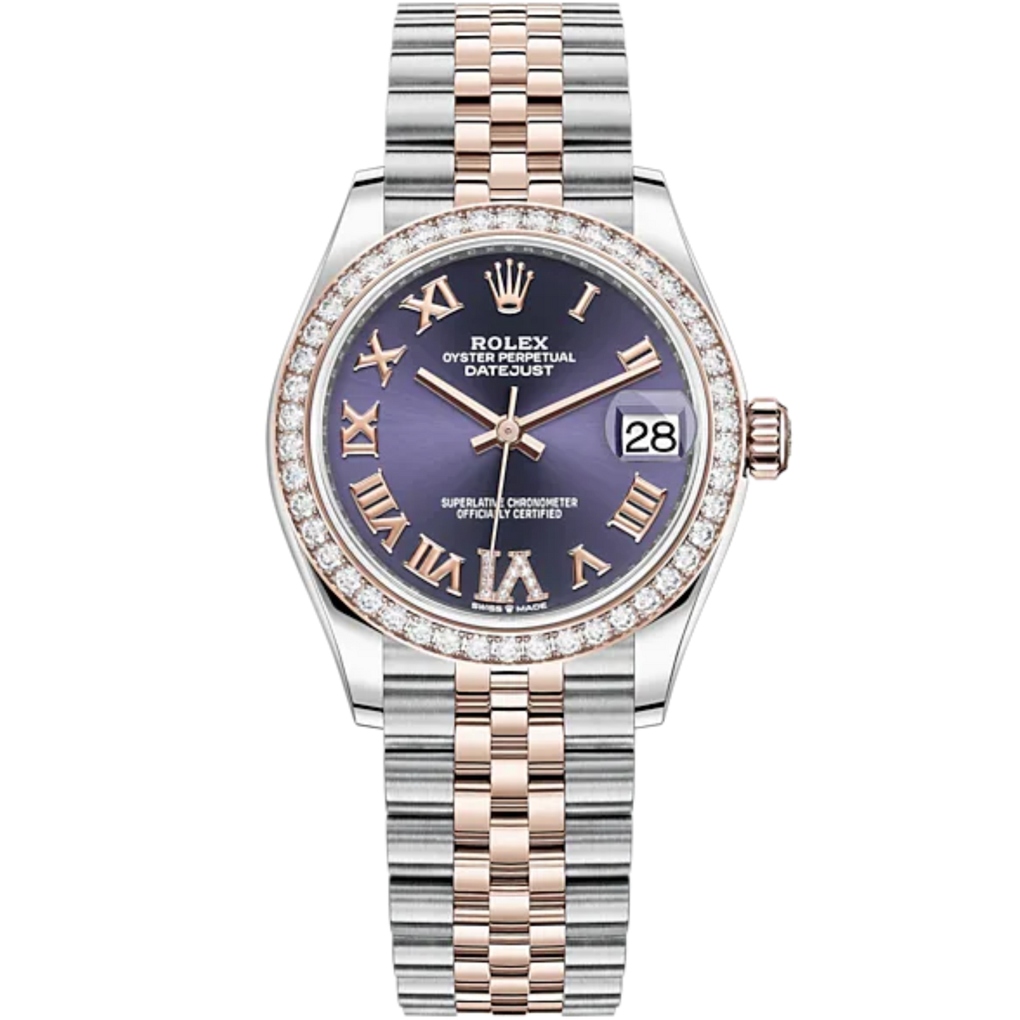 Datejust 31 31mm Jubilee Bracelet Oystersteel and Everose Gold with Aubergine Diamond Dial Diamond-Set Bezel