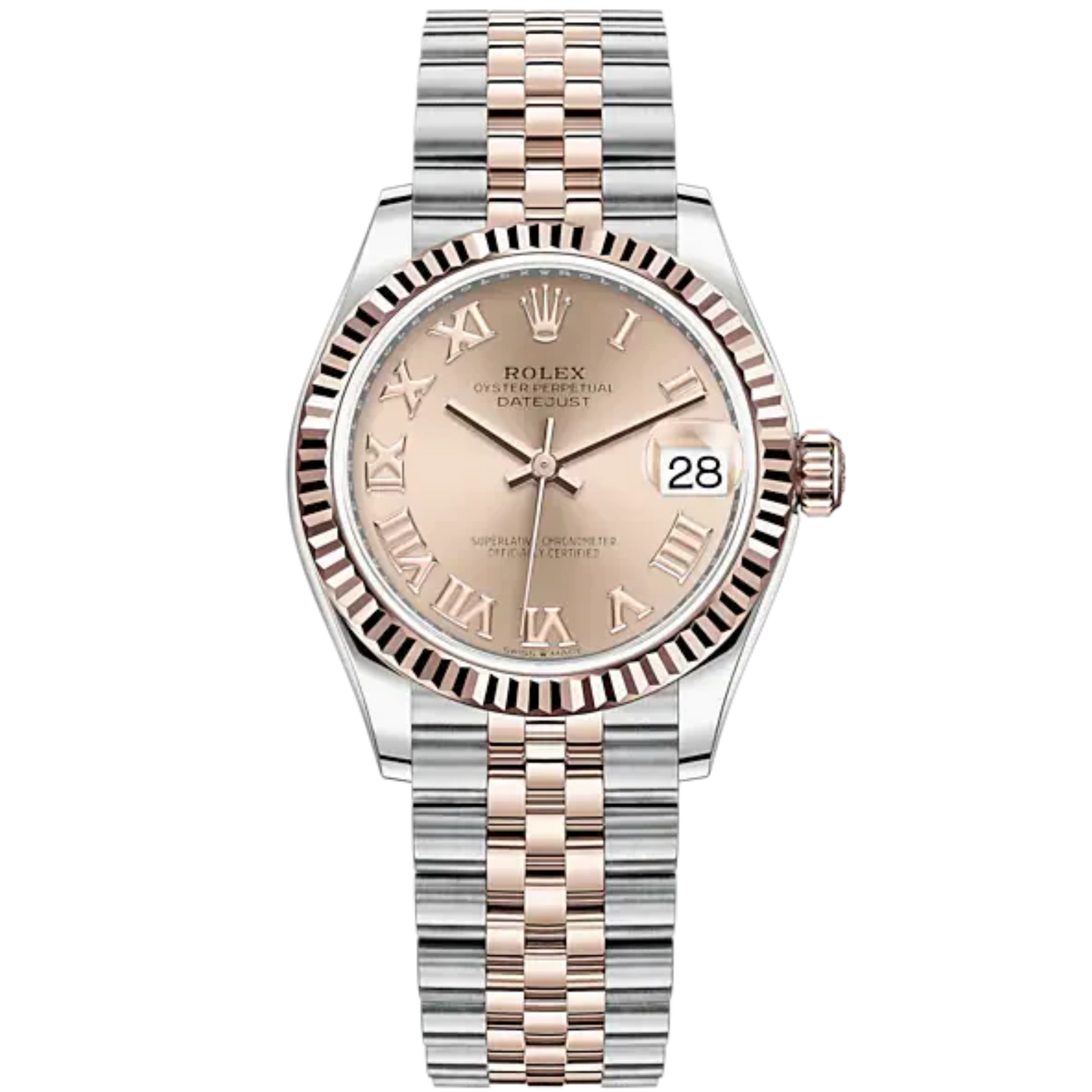 Datejust 31 31mm Jubilee Bracelet Oystersteel and Everose Gold with Rosé-Colour Roman Dial Fluted Bezel