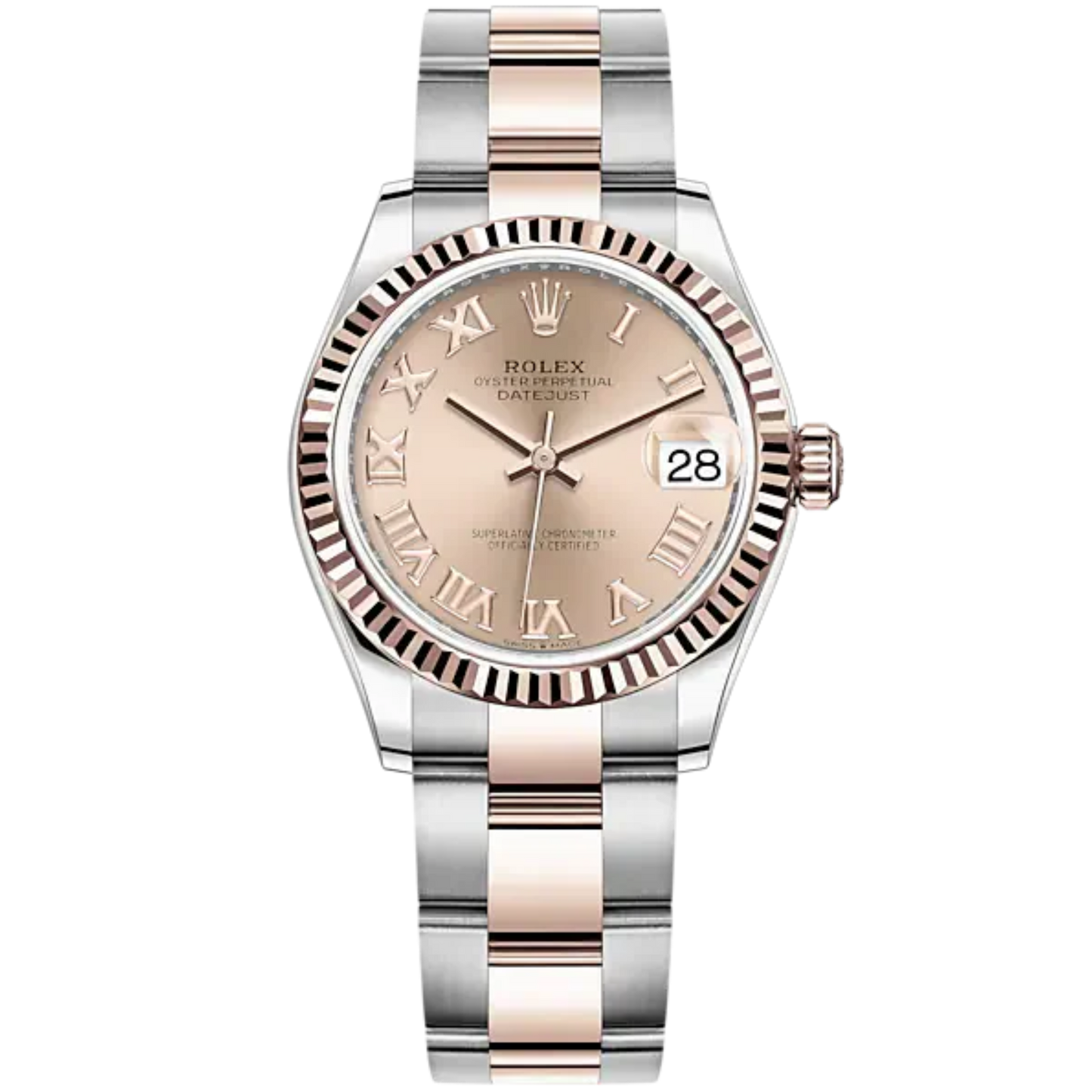 Datejust 31 31mm Oyster Bracelet Oystersteel and Everose Gold with Rosé-Colour Roman Dial Fluted Bezel
