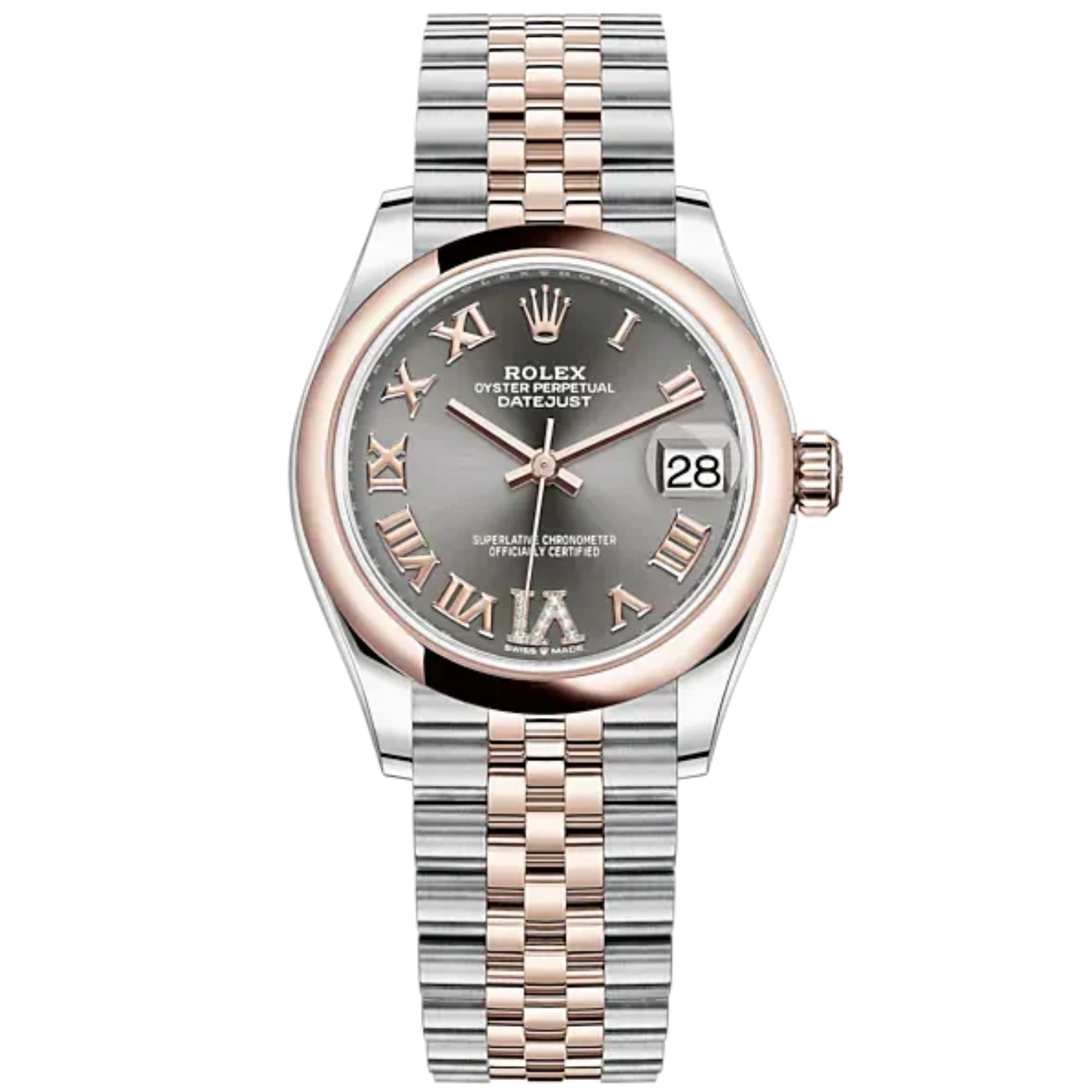 Datejust 31 31mm Jubilee Bracelet Oystersteel and Everose Gold with Slate Diamond Dial Everose Gold Bezel