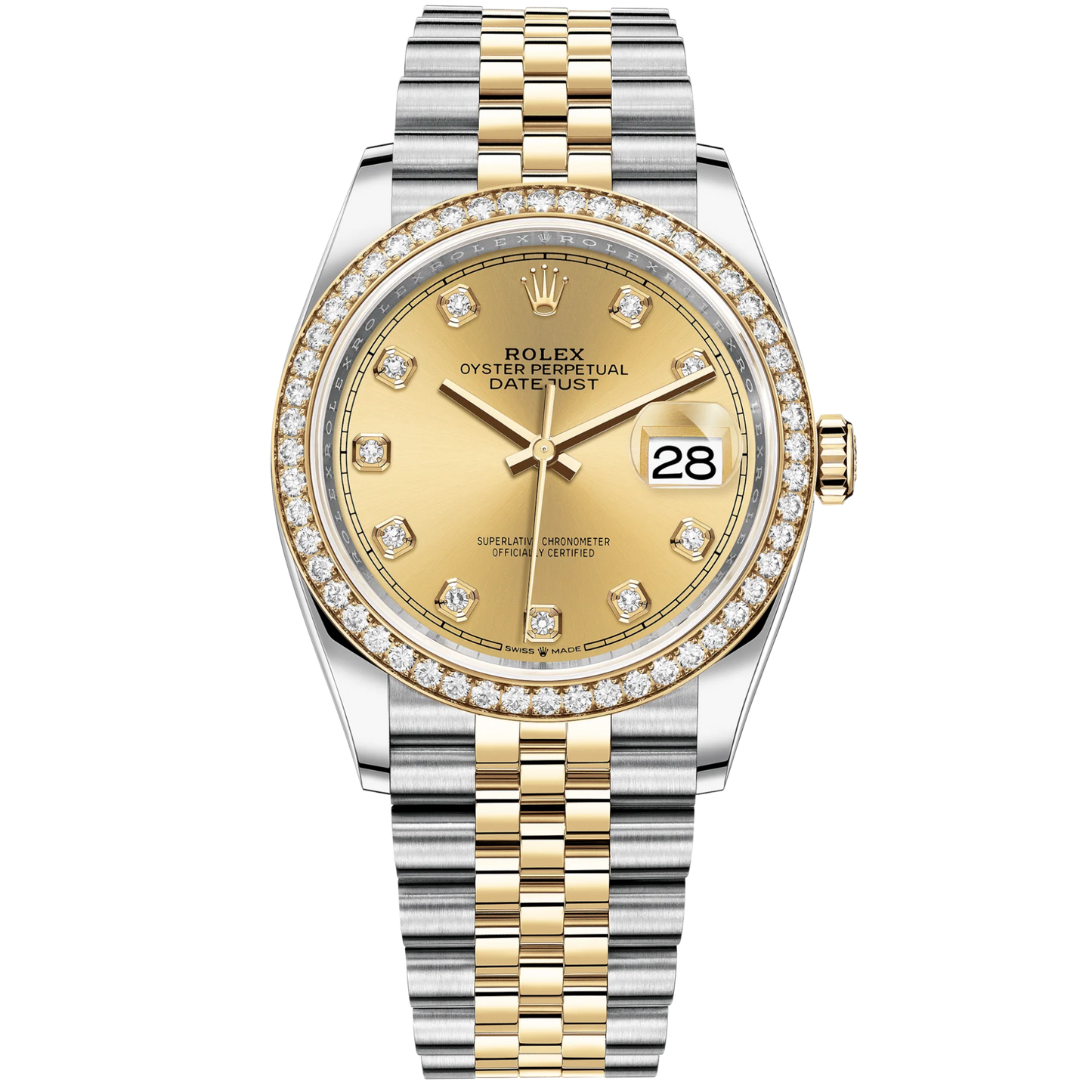 Datejust 36 36mm Oystersteel Jubilee Bracelet and Yellow Gold with Champagne-Colour Diamond-Set Dial Diamond-Set Bezel