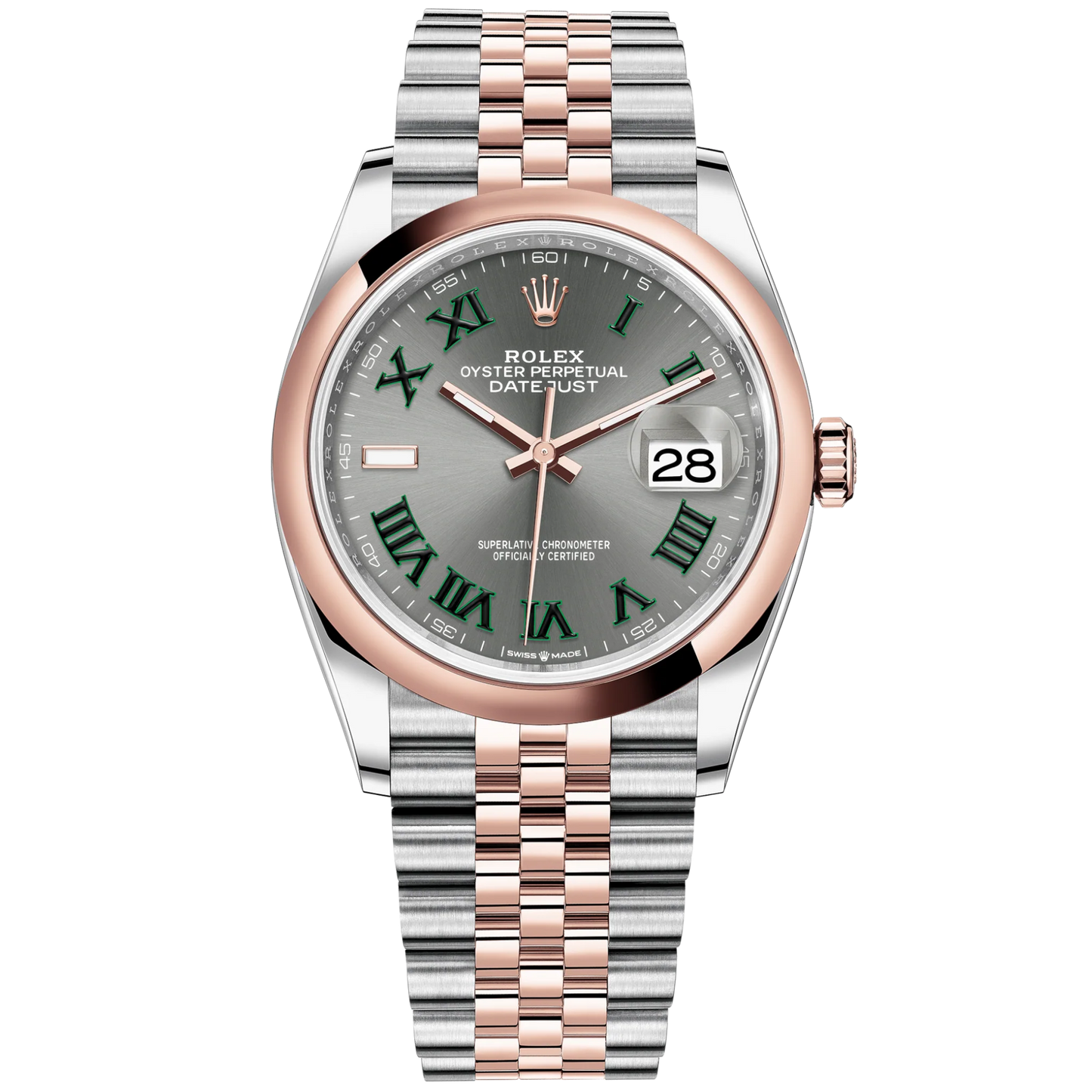 Datejust 36 36mm Oystersteel Jubilee Bracelet and Everose Gold with Slate Dial Domed Bezel
