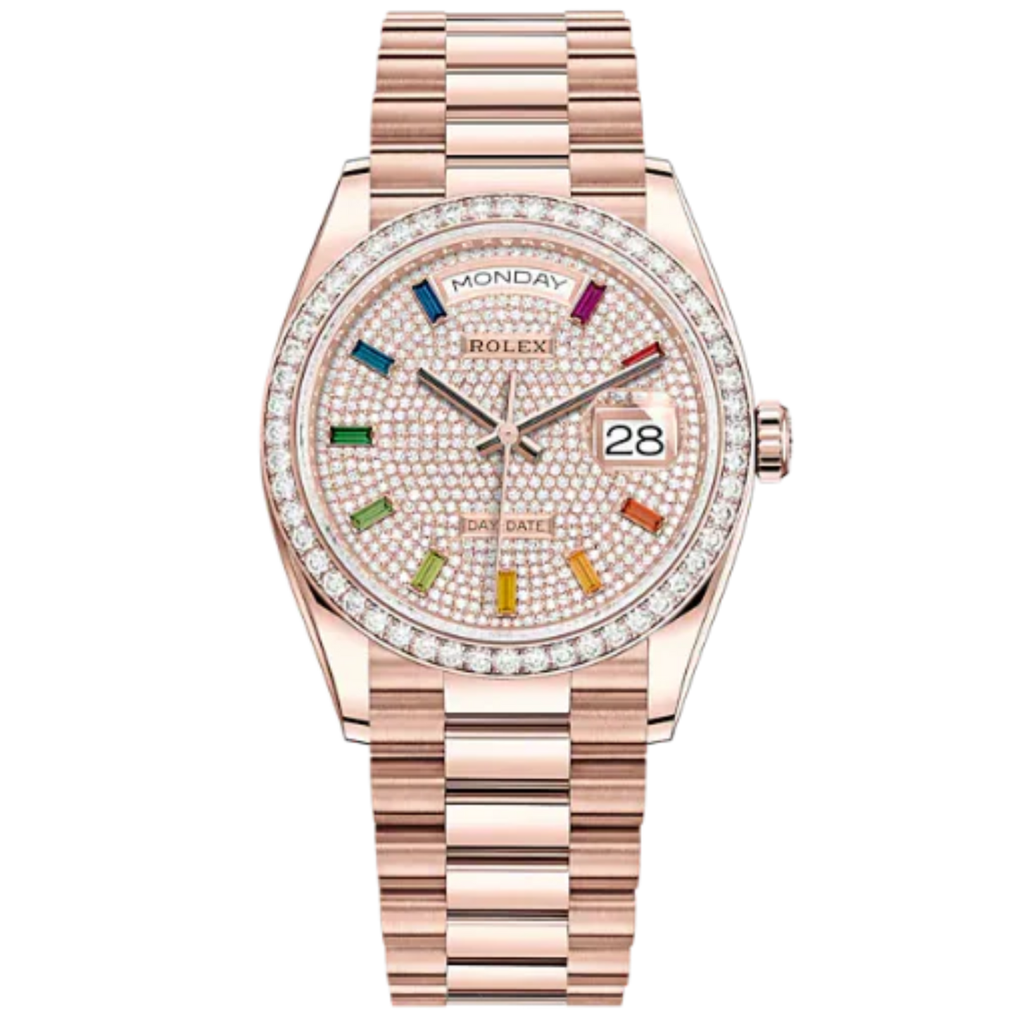 Day-Date 36 36mm President Bracelet and 18 KT Everose Gold with Diamond-Paved Dial Diamond-Set Bezel