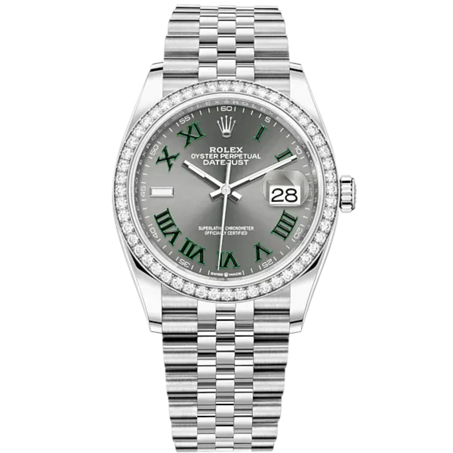Datejust 36 36mm Oystersteel Jubilee Bracelet and White Gold with Slate Dial Diamond-Set Bezel