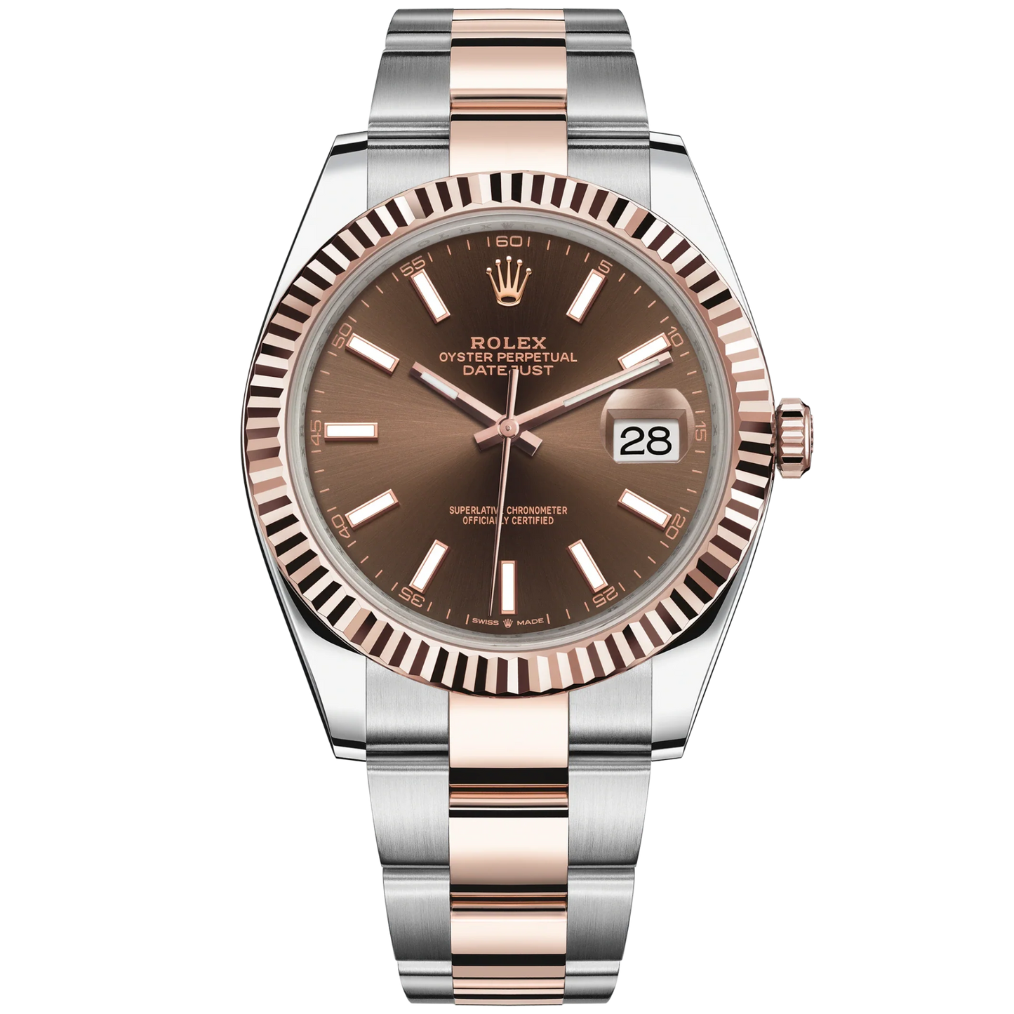 Datejust 41 41mm Oyster Bracelet Oystersteel and Everose Gold with Chocolate Dial Fluted Bezel