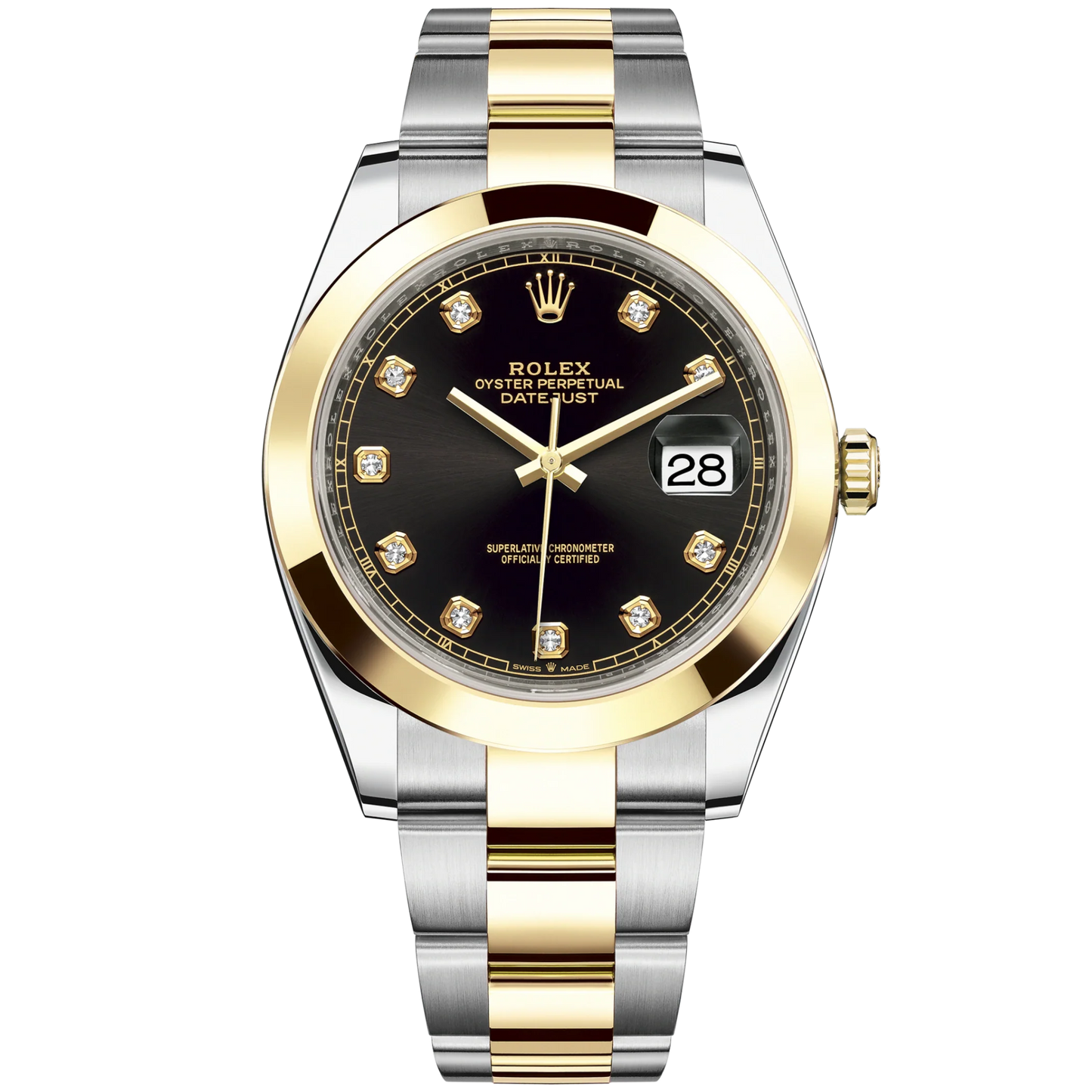 Datejust 41 41mm Oyster Bracelet Oystersteel and Yellow Gold with Bright Black Diamond-Set Dial Yellow Gold Bezel