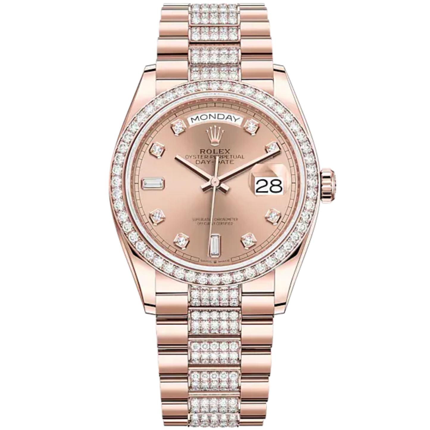 Day-Date 36 36mm Diamond-Set President Bracelet and 18 KT Everose Gold with Rosé-Colour Dial Diamond-Set Bezel