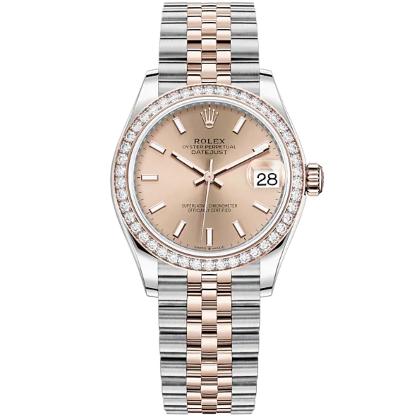 Datejust 31 31mm Jubilee Bracelet Oystersteel and Everose Gold with Rosé-Colour Dial Diamond-Set Bezel
