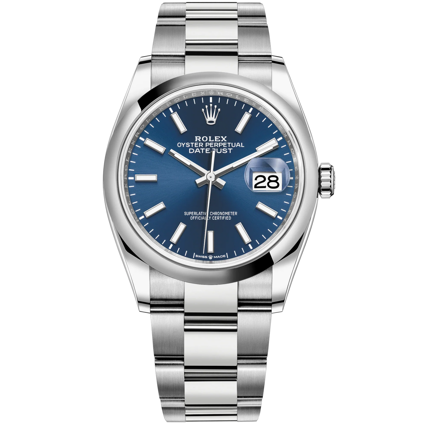 Datejust 36 36mm Oystersteel Oyster Bracelet with Bright Blue Dial Dial Domed Bezel