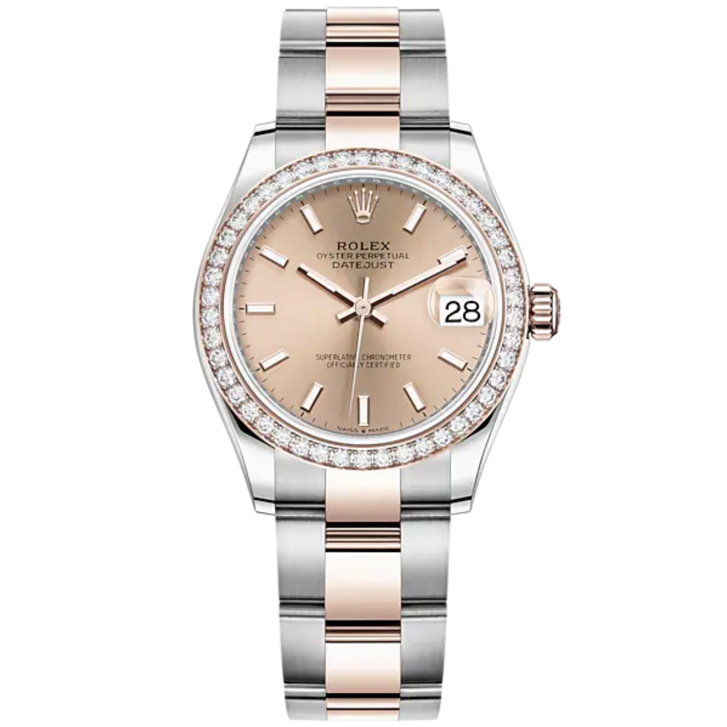 Datejust 31 31mm Oyster Bracelet Oystersteel and Everose Gold with Rosé-Colour Dial Diamond-Set Bezel