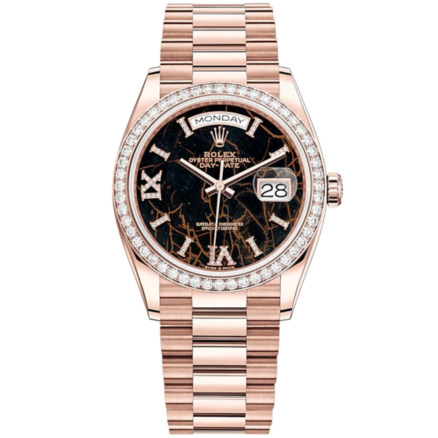 Day-Date 36 36mm President Bracelet and 18 KT Everose Gold with Eisenkiesel Diamond-Set Dial Diamond-Set Bezel