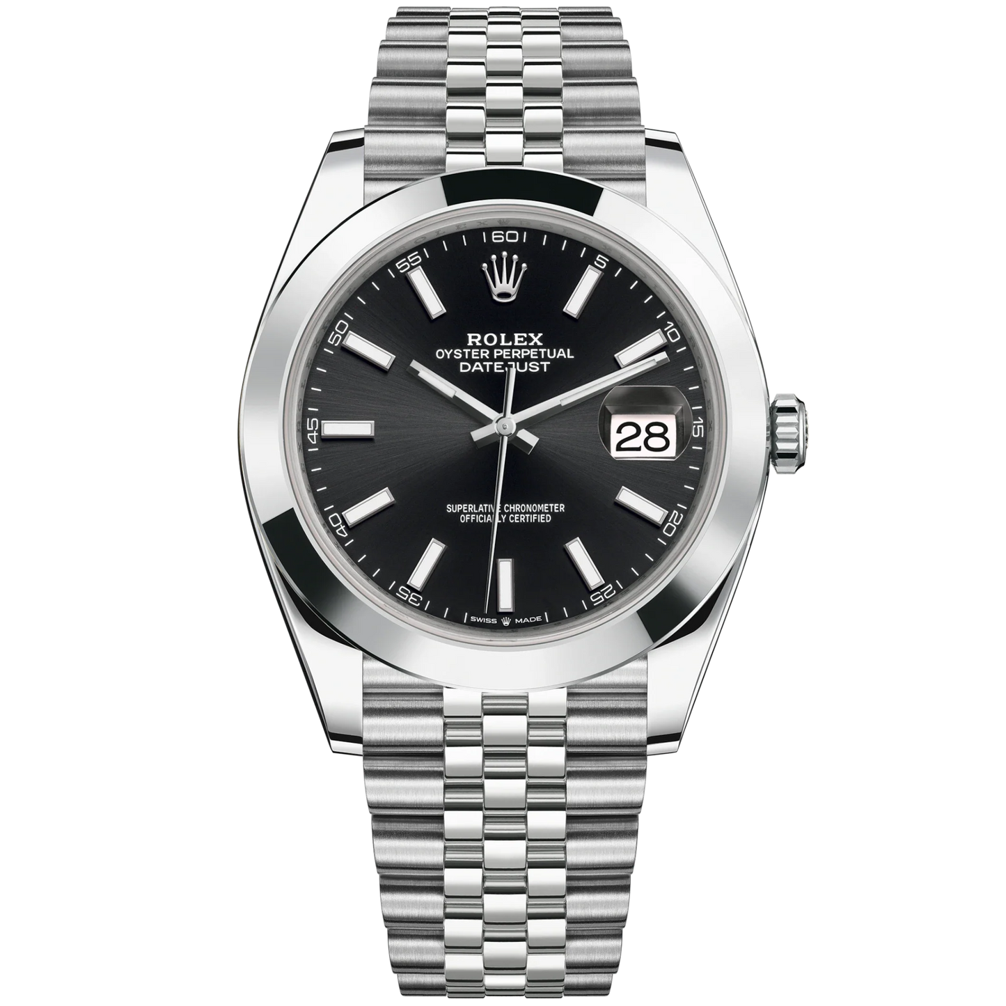 Datejust 41 41mm Jubilee Bracelet Oystersteel with Bright Black Dial Oystersteel Bezel