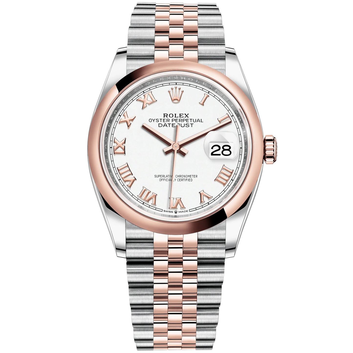 Datejust 36 36mm Oystersteel and Everose Gold Jubilee Bracelet White Dial Domed Bezel