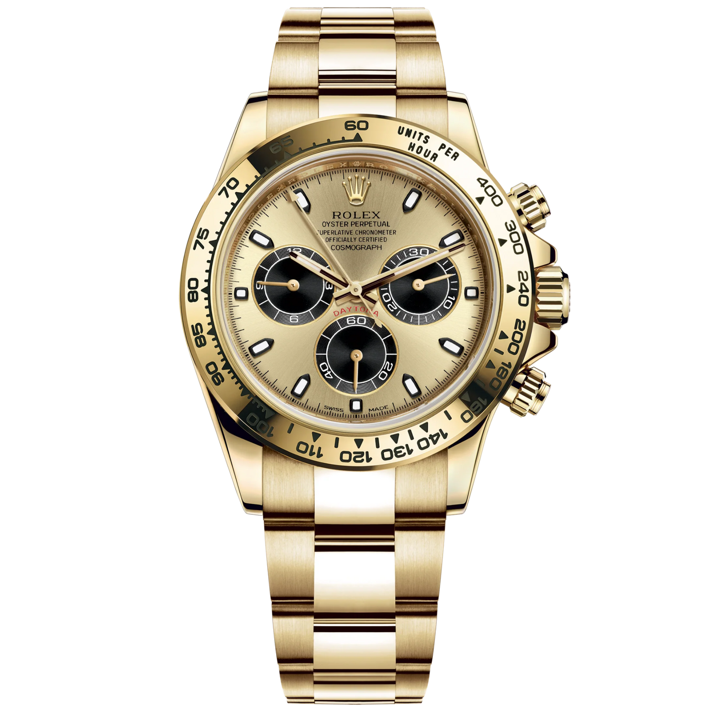 Cosmograph Daytona 40MM Oyster Bracelet Golden and Black Dial 18 CT Yellow Gold Bezel With Engraved Tachymetric Scale