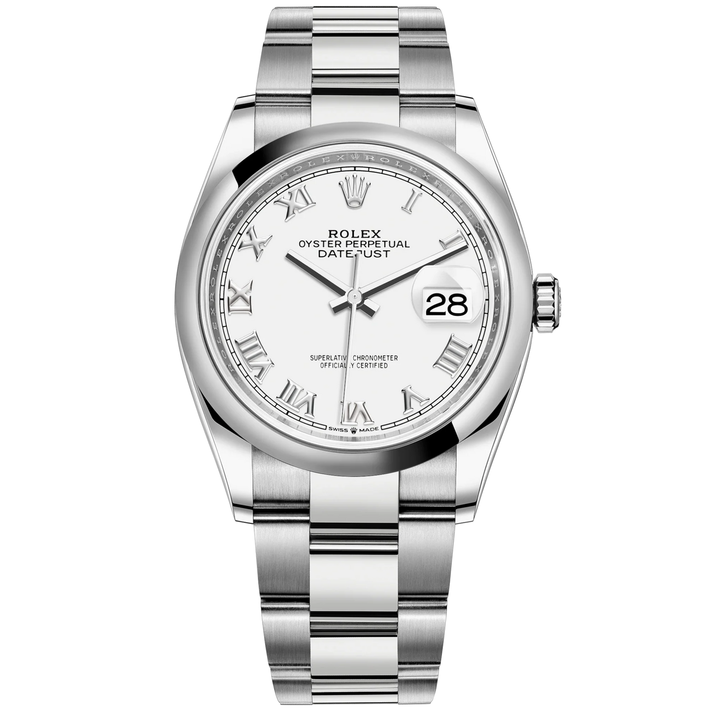 Datejust 36 36mm Oystersteel Oyster Bracelet White Dial Domed Bezel