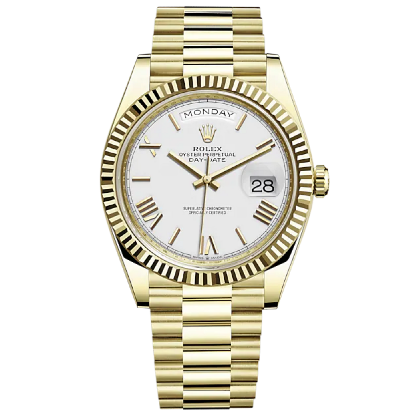 Rolex Ref. 228238 Yellow Gold White Roman Dial