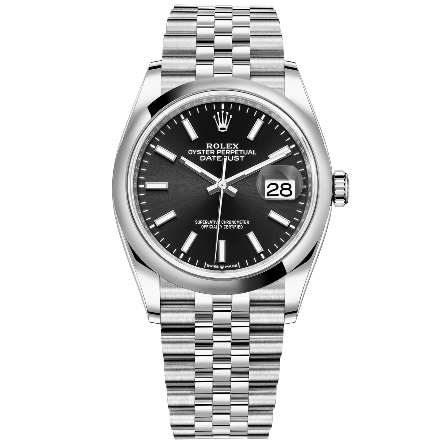 Datejust 36 36mm Oystersteel Jubilee Bracelet Bright Black Dial Domed Bezel