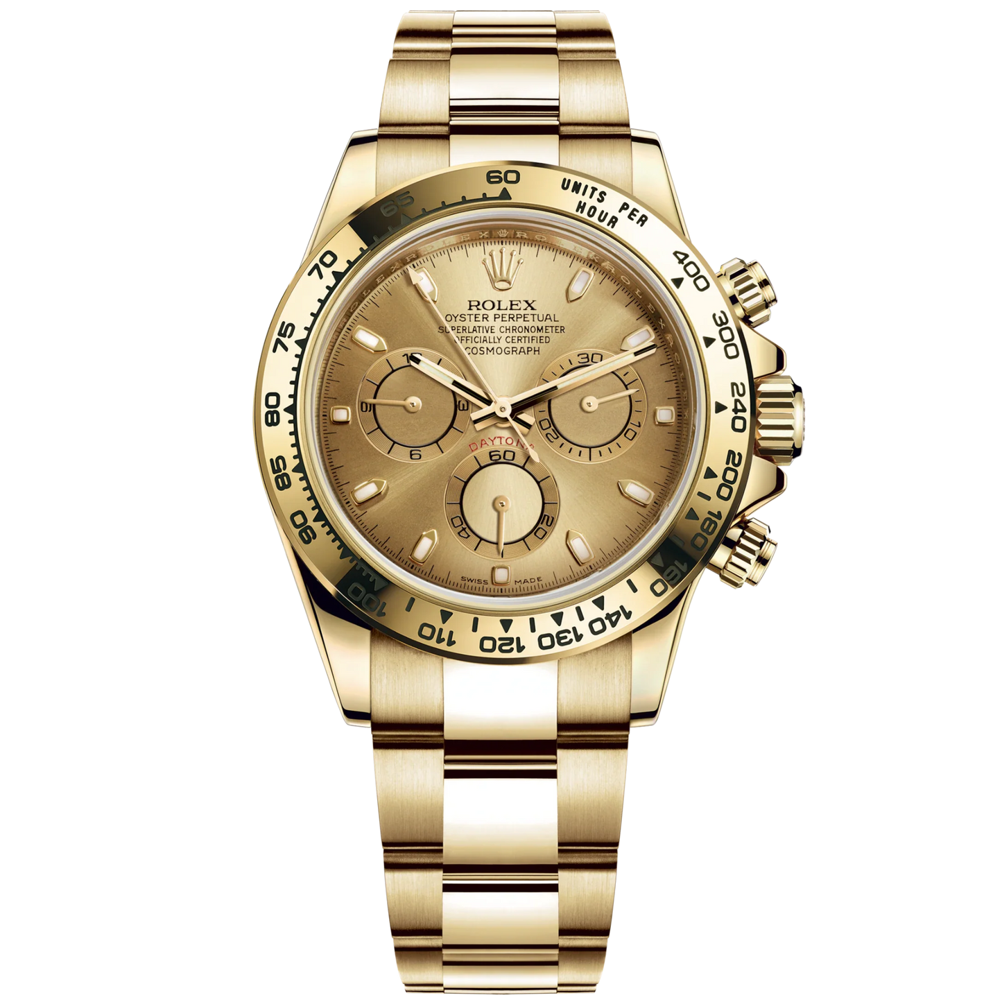 Cosmograph Daytona 40MM Oyster Bracelet Champagne-Colour Dial 18 CT Yellow Gold Bezel With Engraved Tachymetric Scale