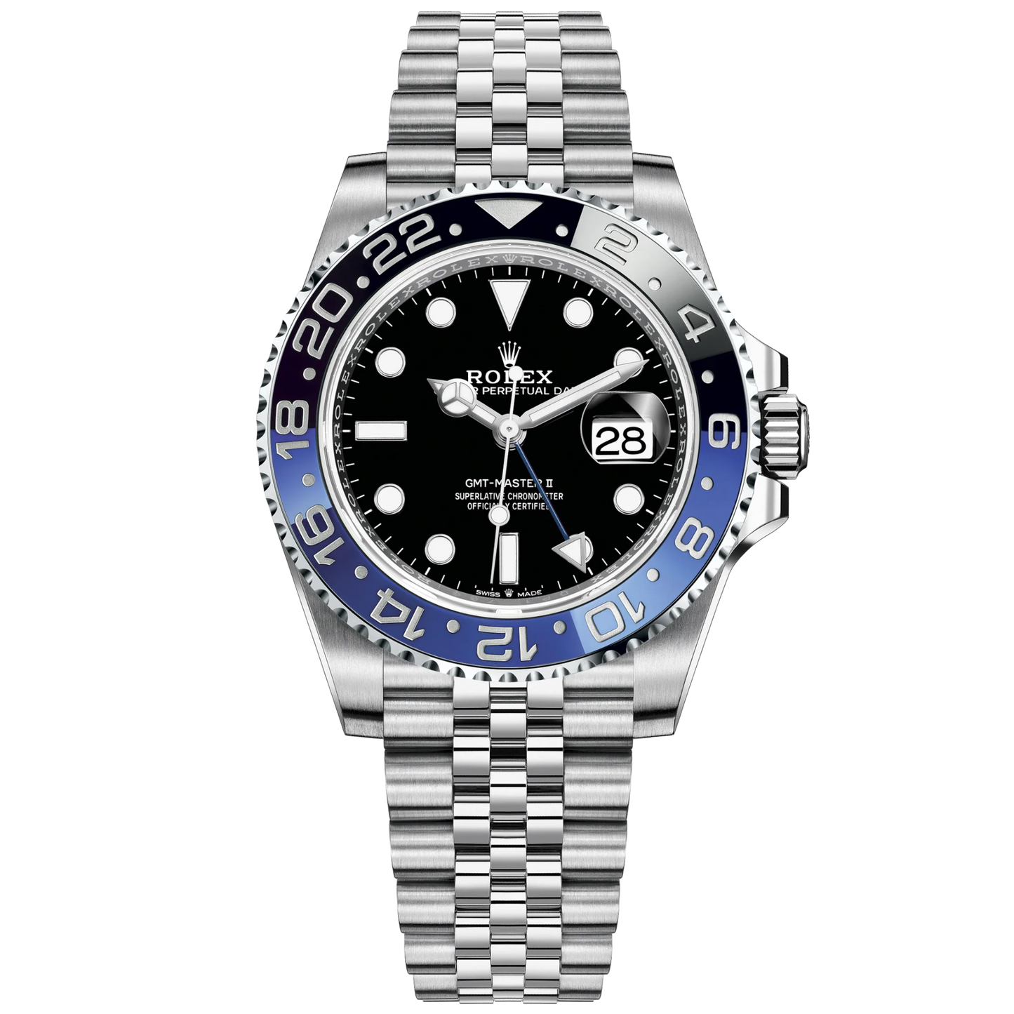 GMT-Master II 40mm Jubilee Bracelet Oystersteel with Black Dial Black & Blue 24-Hour Rotatable Bezel