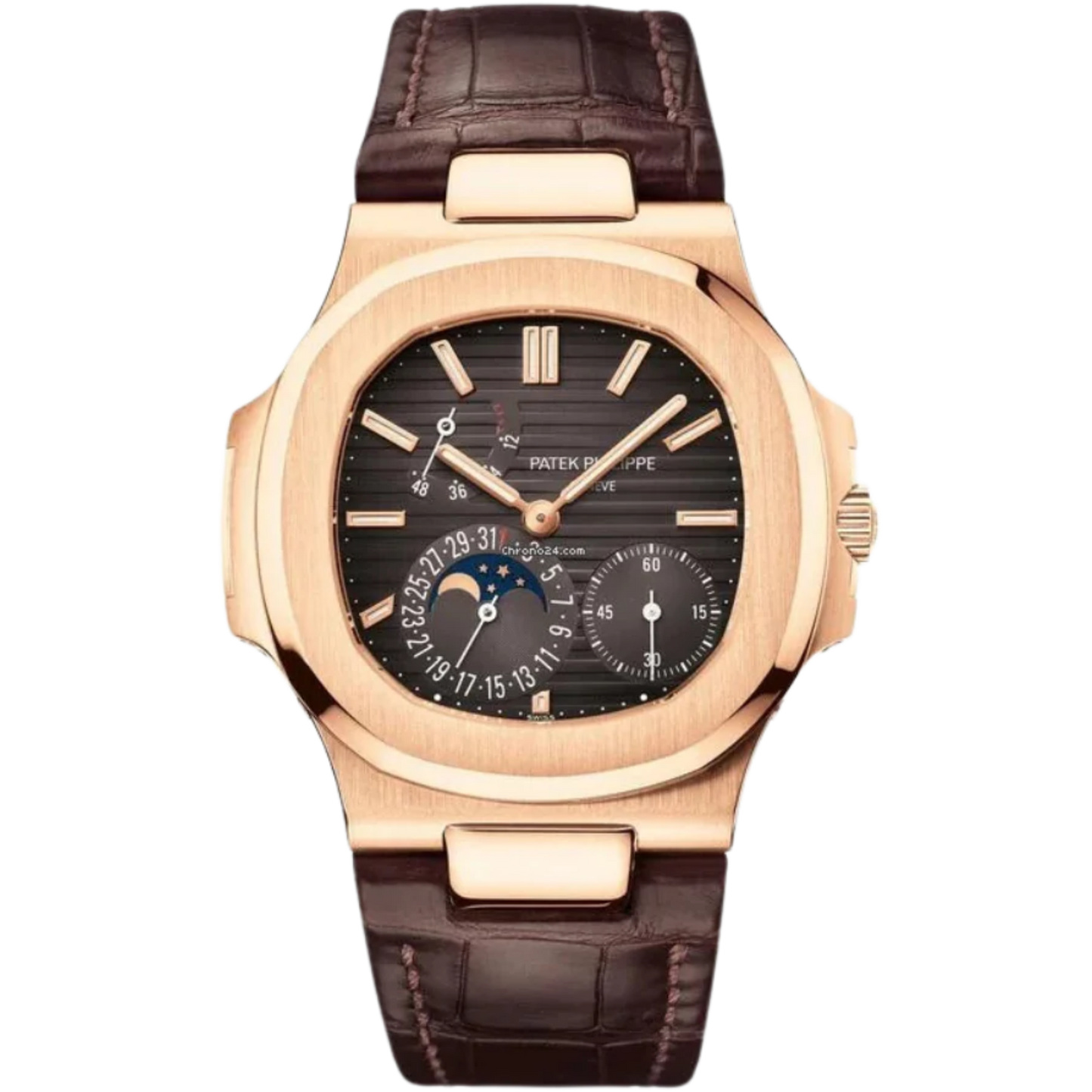 Patek Philippe Nautilus Moon Phase Ref. 5712R Rose Gold on Leather Strap