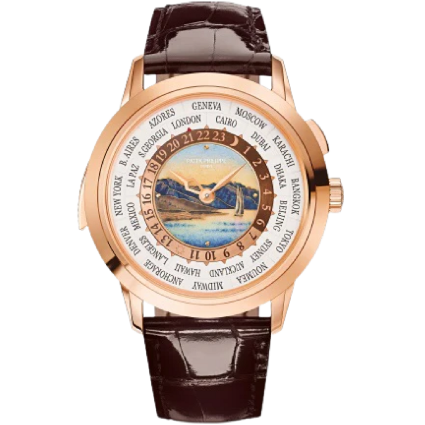 5531R-012 Grand Complications 40.2mm Shiny Chocolate Brown Alligator Strap Lavaux Cloisonné Enamel Dial Rose Gold Bezel