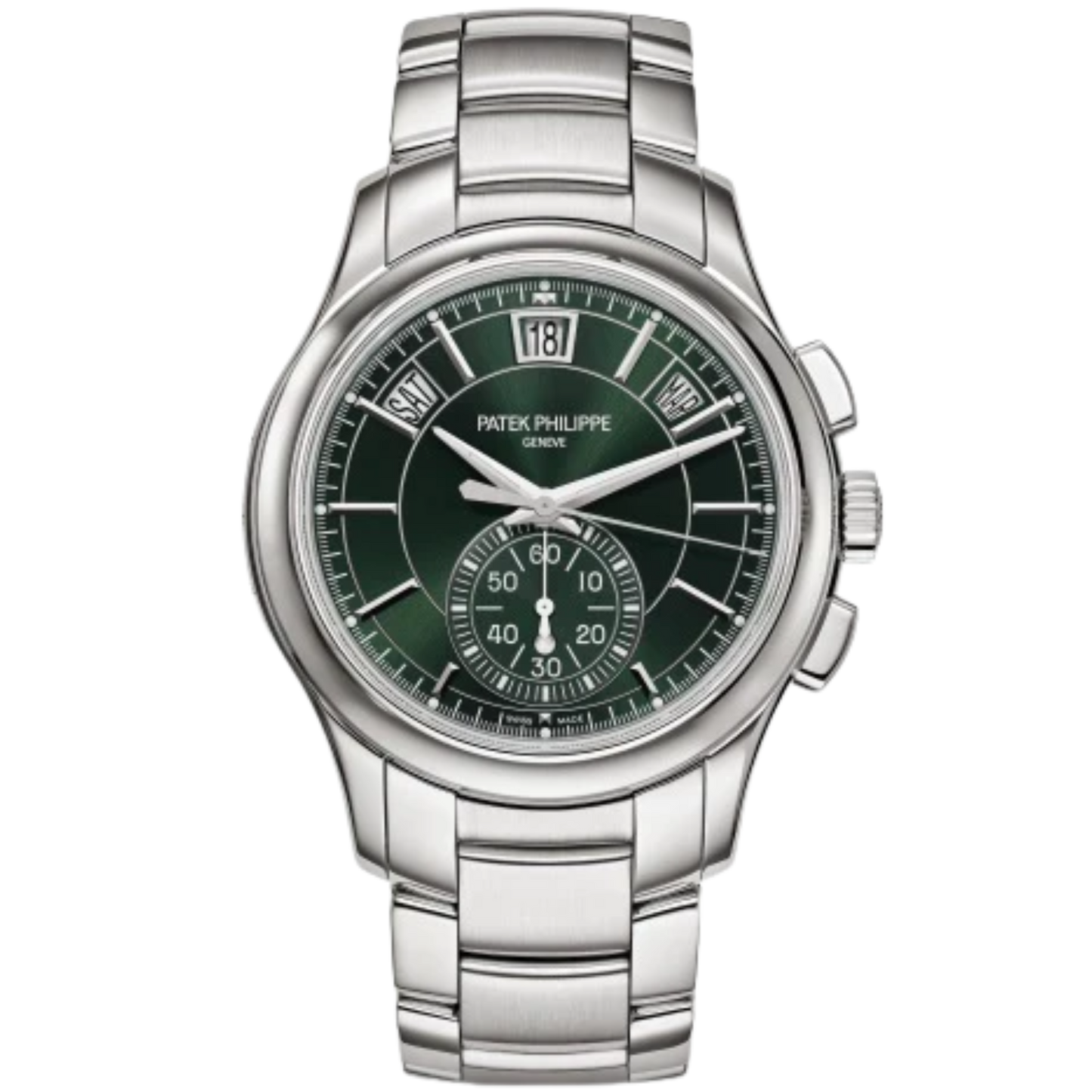 5905/1A Complications 42mm Steel Bracelet Olive Green Sunburst Dial Steel Bezel