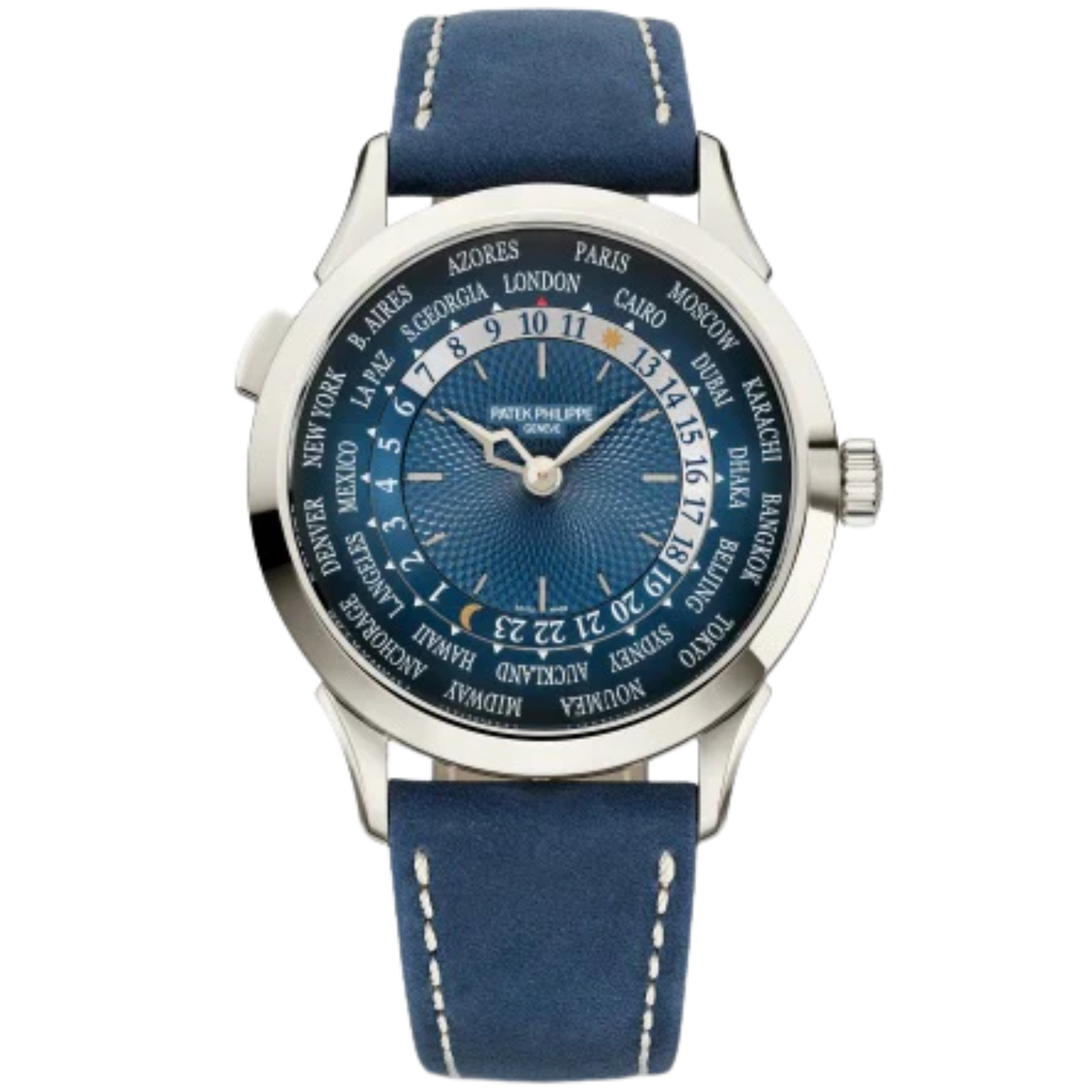 5230P Complications 38.5mm Navy Blue Calfskin Strap Blue Hand-Guilloched Dial Platinum Bezel