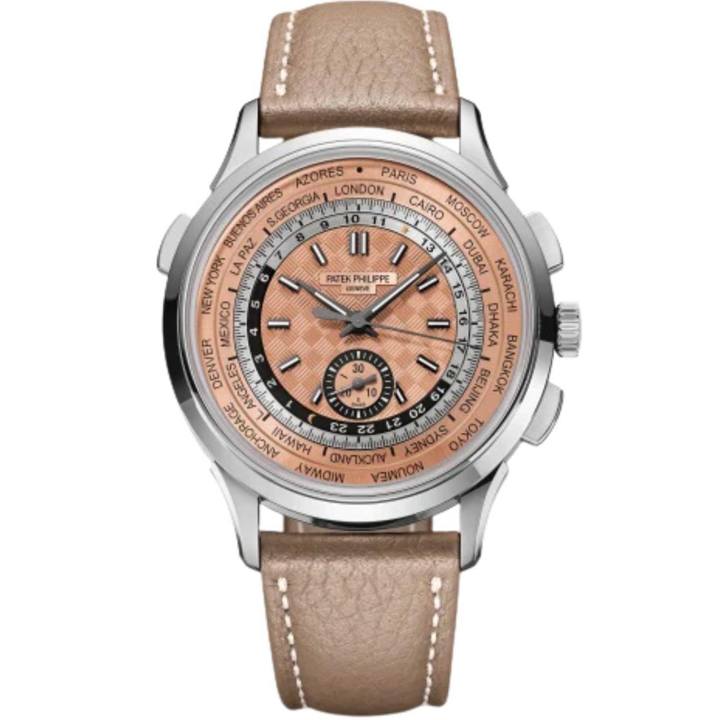 5935A Complications 41mm Grained Taupe/Nubuck Beige Calfskin Strap Carbon Motif Rose-Gilt Opaline Dial Steel Bezel