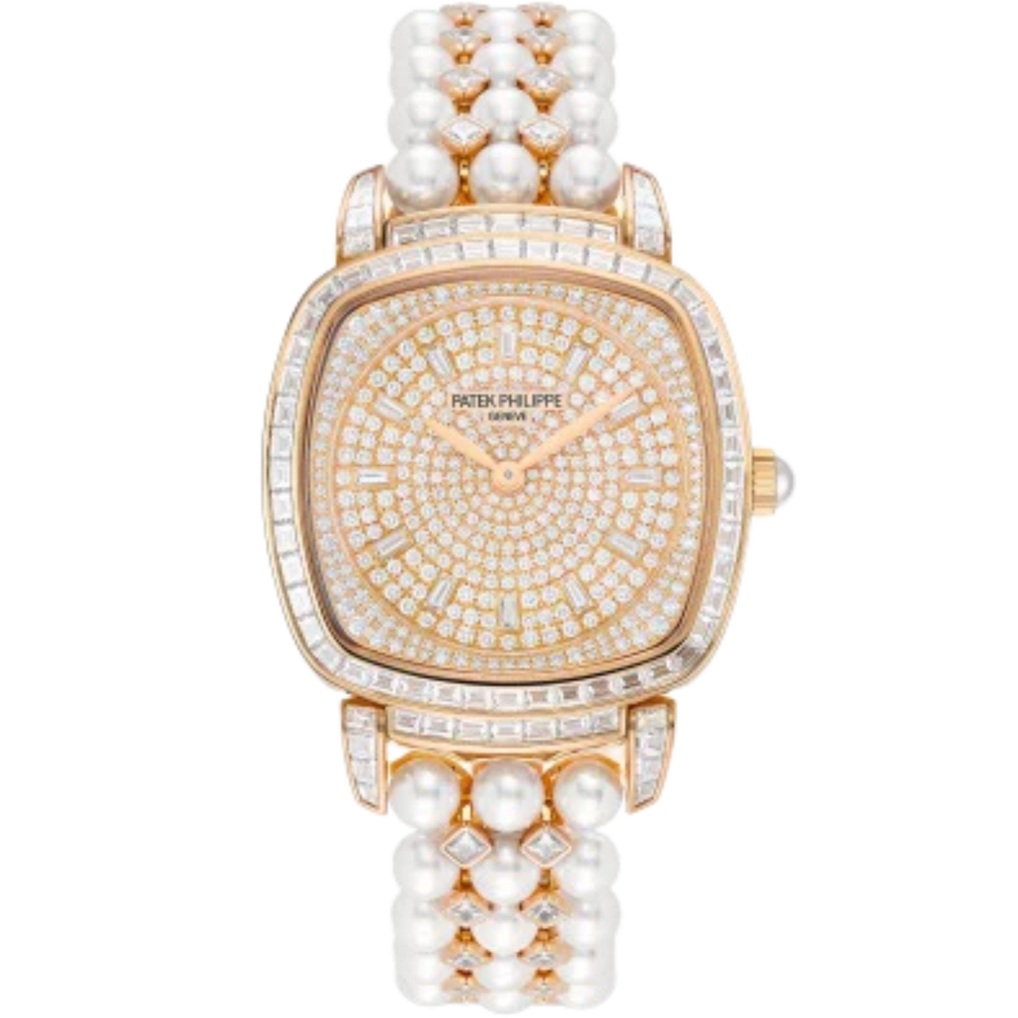 7042/100R Gondolo 48.85 carat Akoya Pearl 48 Princess-cut Diamond Bracelet Diamond-paved Flange Dial Rose Gold Baguette Diamond-set Bezel