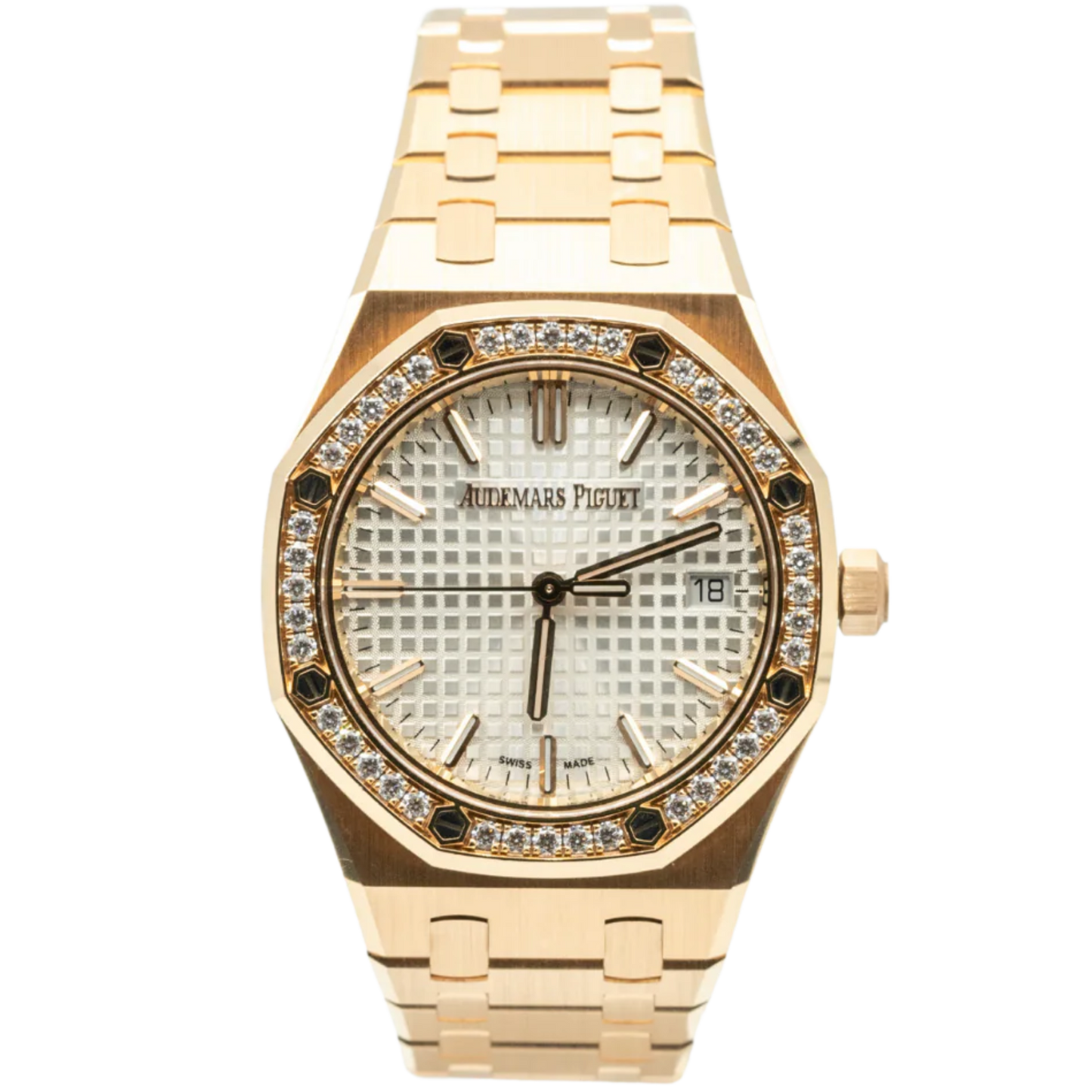 Audemars Piguet Royal Oak Ref. 77451OR.ZZ.1361OR.01 34MM Rose Gold White Dial with Diamond Bezel
