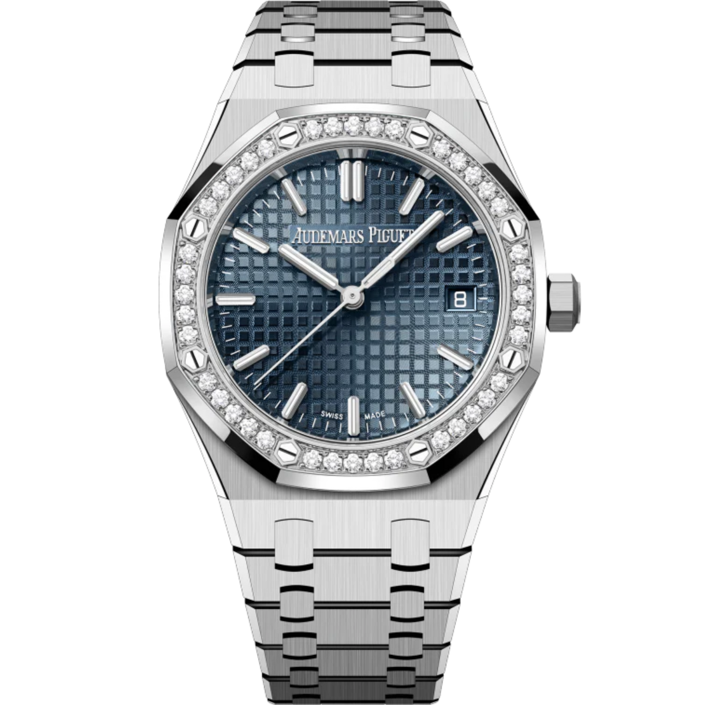 Audemars Piguet  Royal Oak Ref. 77451ST.ZZ.1361ST.04 34MM Stainless Steel Blue Dial with Diamond Bezel
