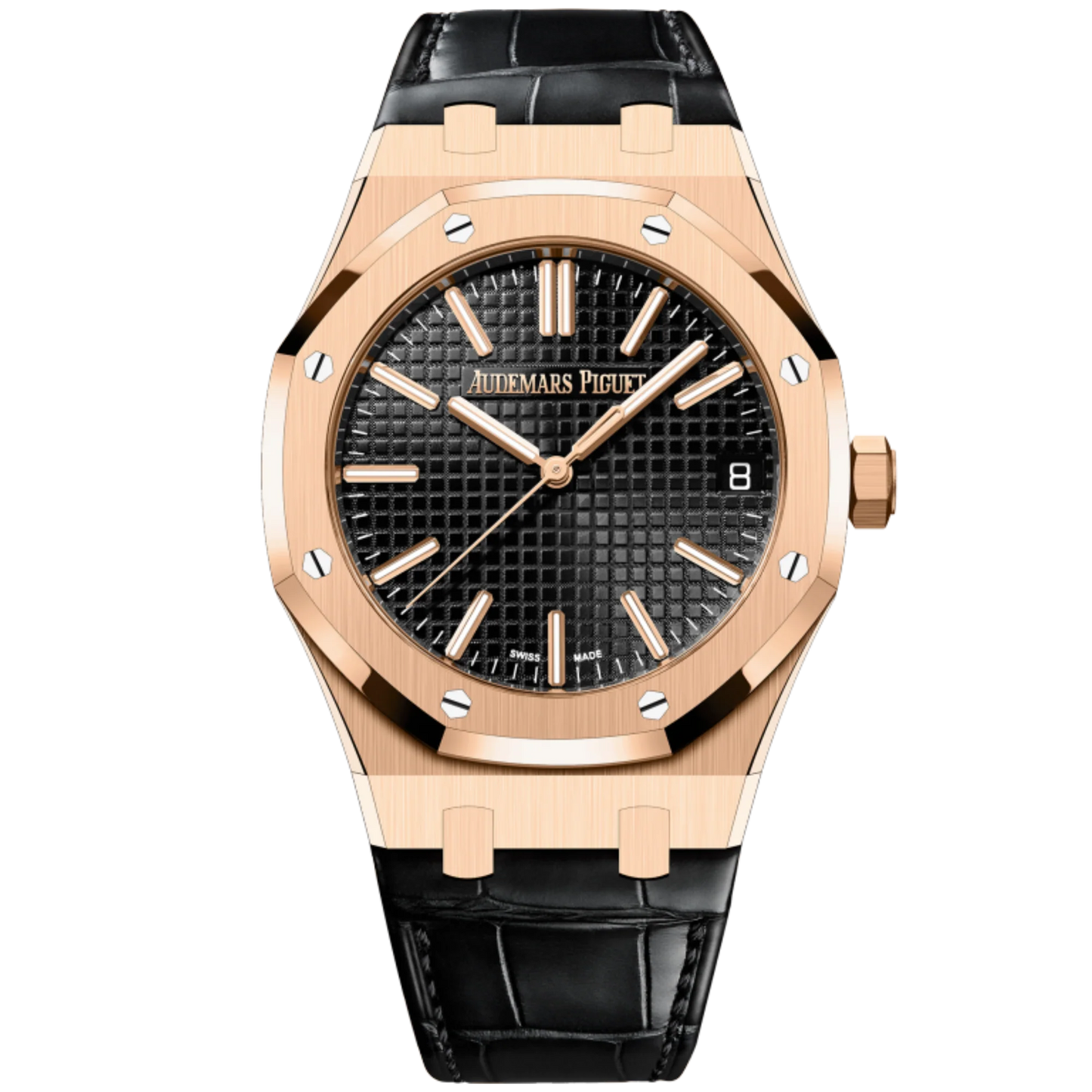 Audemars Piguet Royal Oak Ref. 15510OR.OO.D002CR.02 41MM Rose Gold Black Dial on Leather