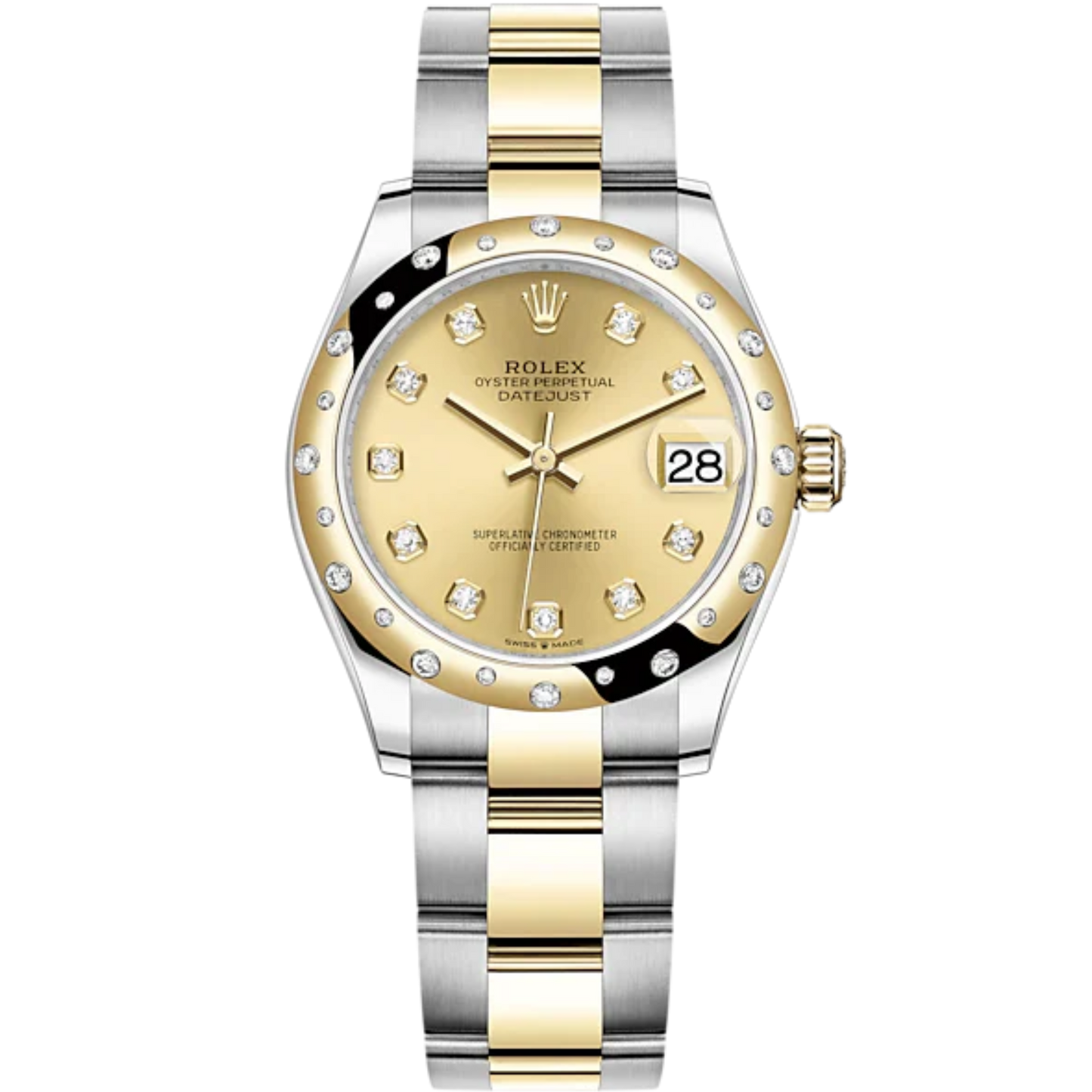 Datejust 31 31mm Oyster Bracelet Oystersteel and Yellow Gold with Champagne-Colour Diamond Set Dial Diamond-Set Bezel