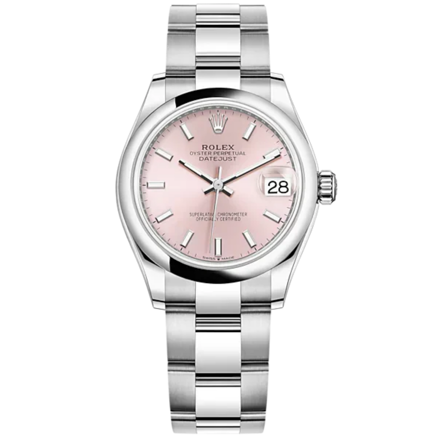 Datejust 31 31mm Oyster Bracelet Oystersteel with Pink Dial Oystersteel Bezel