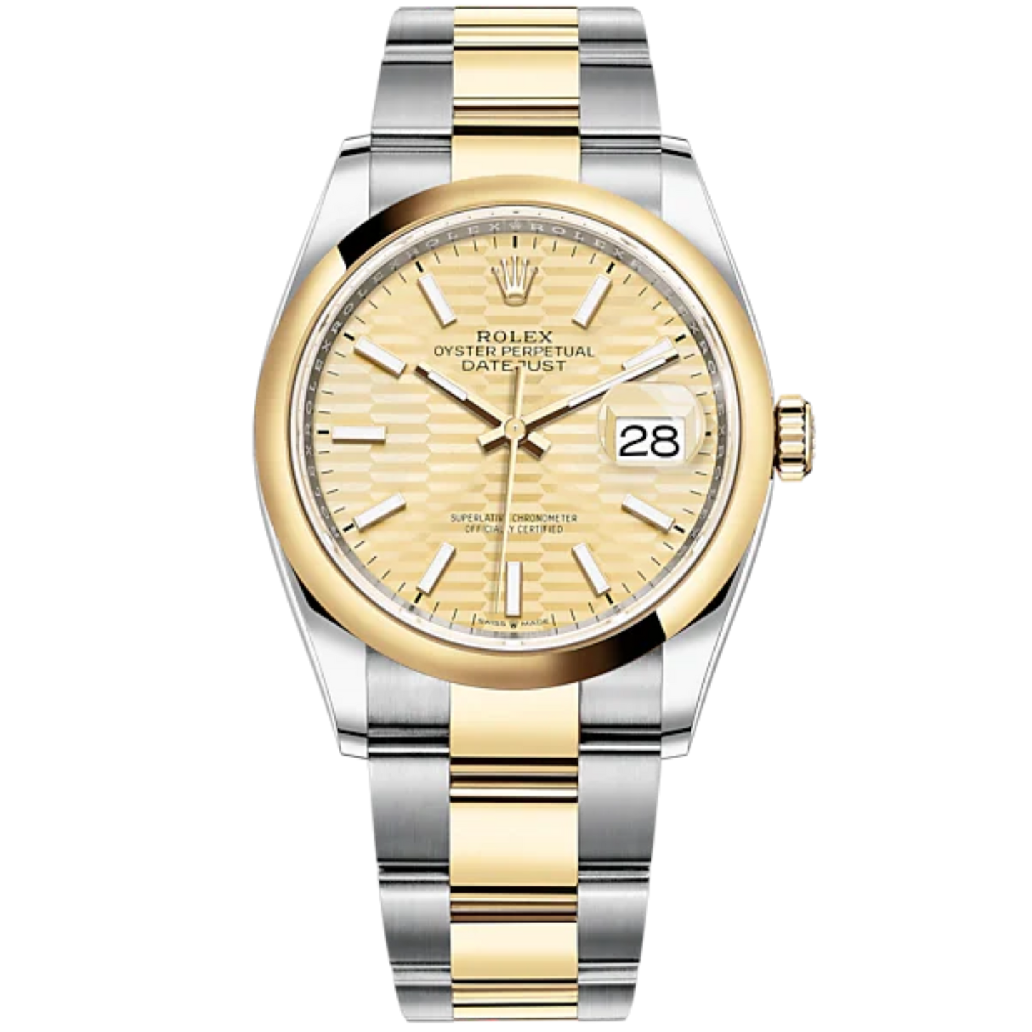 Datejust 36 36mm Oyster Bracelet Oystersteel and Yellow Gold with Golden Fluted-Motif Dial Domed Bezel