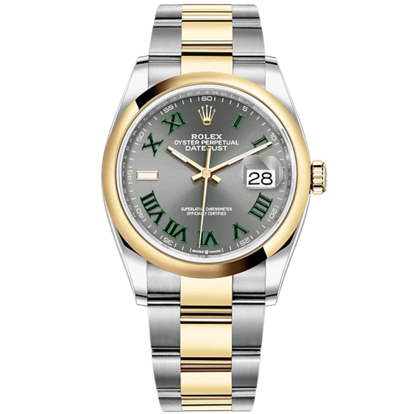 Datejust 36 36mm Oyster Bracelet Oystersteel and Yellow Gold with Slate Dial Domed Bezel