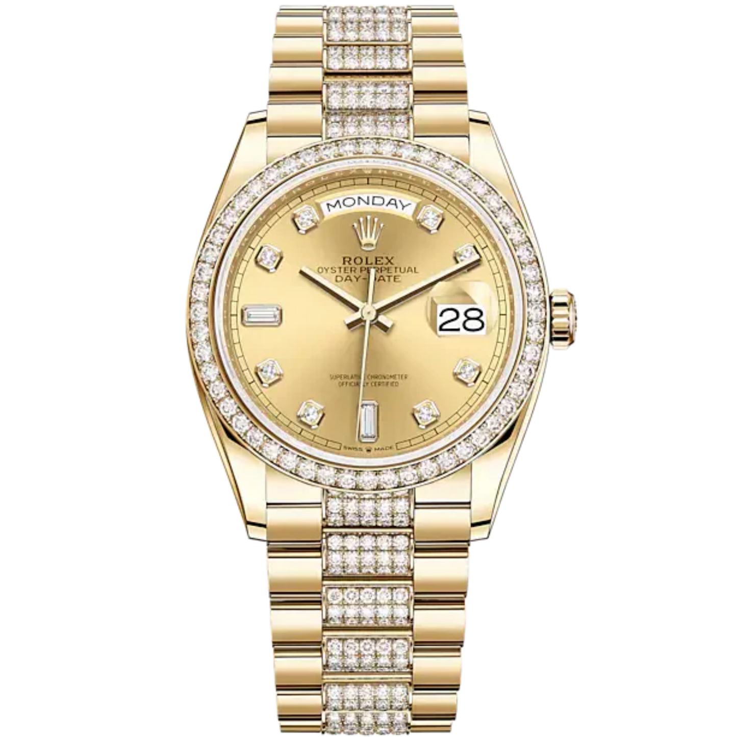 Day-Date 36 36mm President Bracelet and 18 KT Yellow Gold with Champagne-Colour Dial and Diamond-Set Bezel