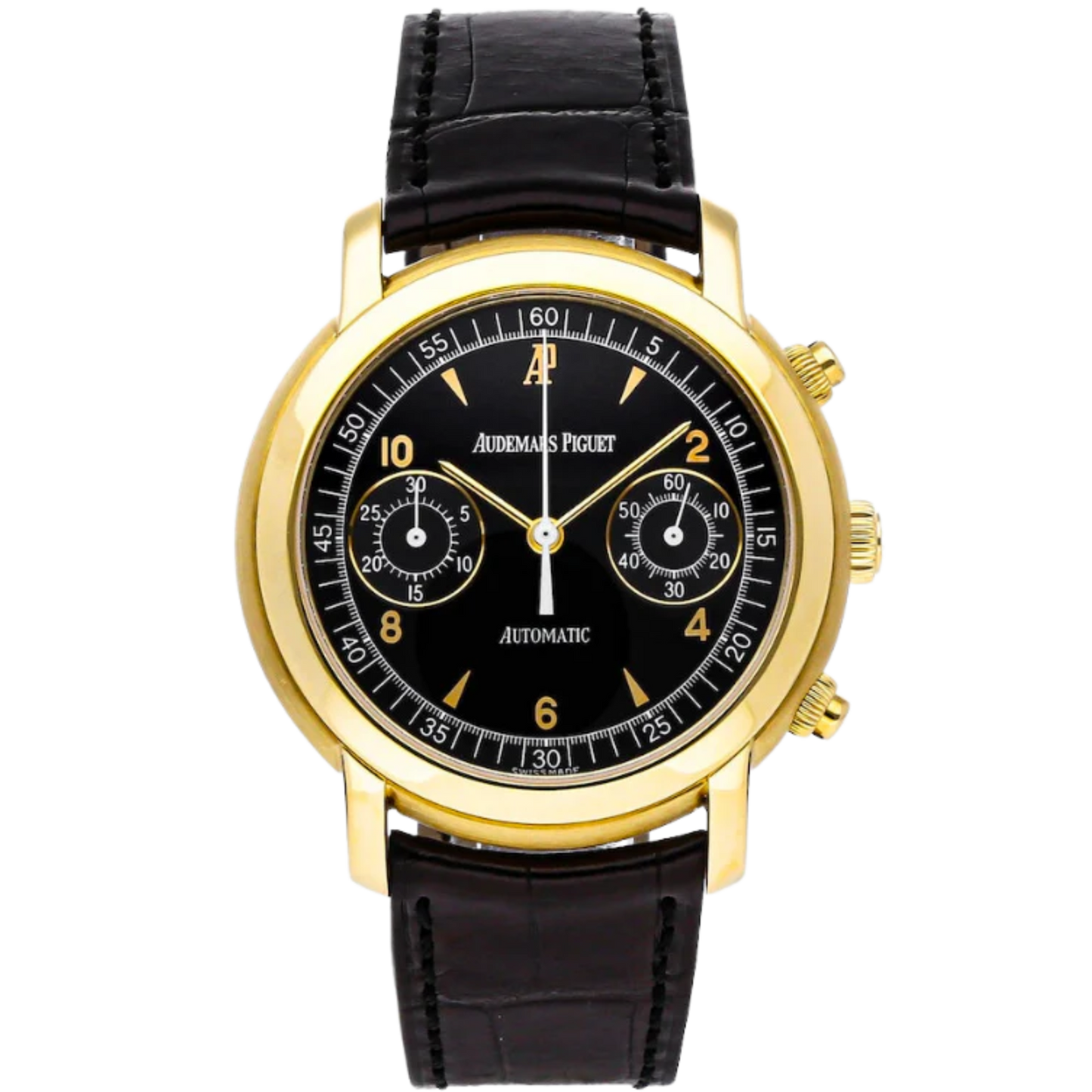 25859BA.OO.D001CR.01 Yellow Gold Jules Audemars Chronograph Black Dial