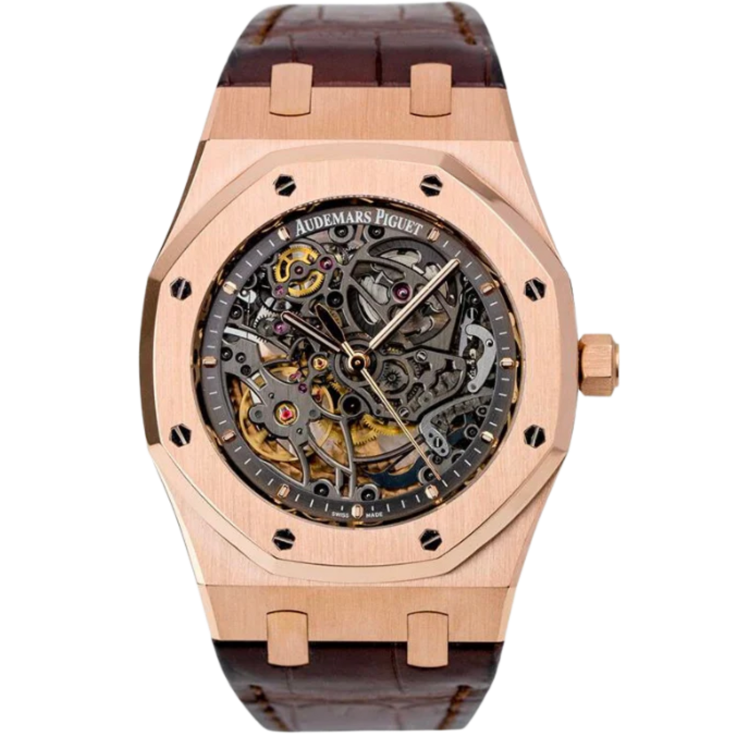 Audemars Piguet 39MM Royal Oak Ref. 15305OR.OO.D088CR.01 Rose Gold Skeleton on Leather