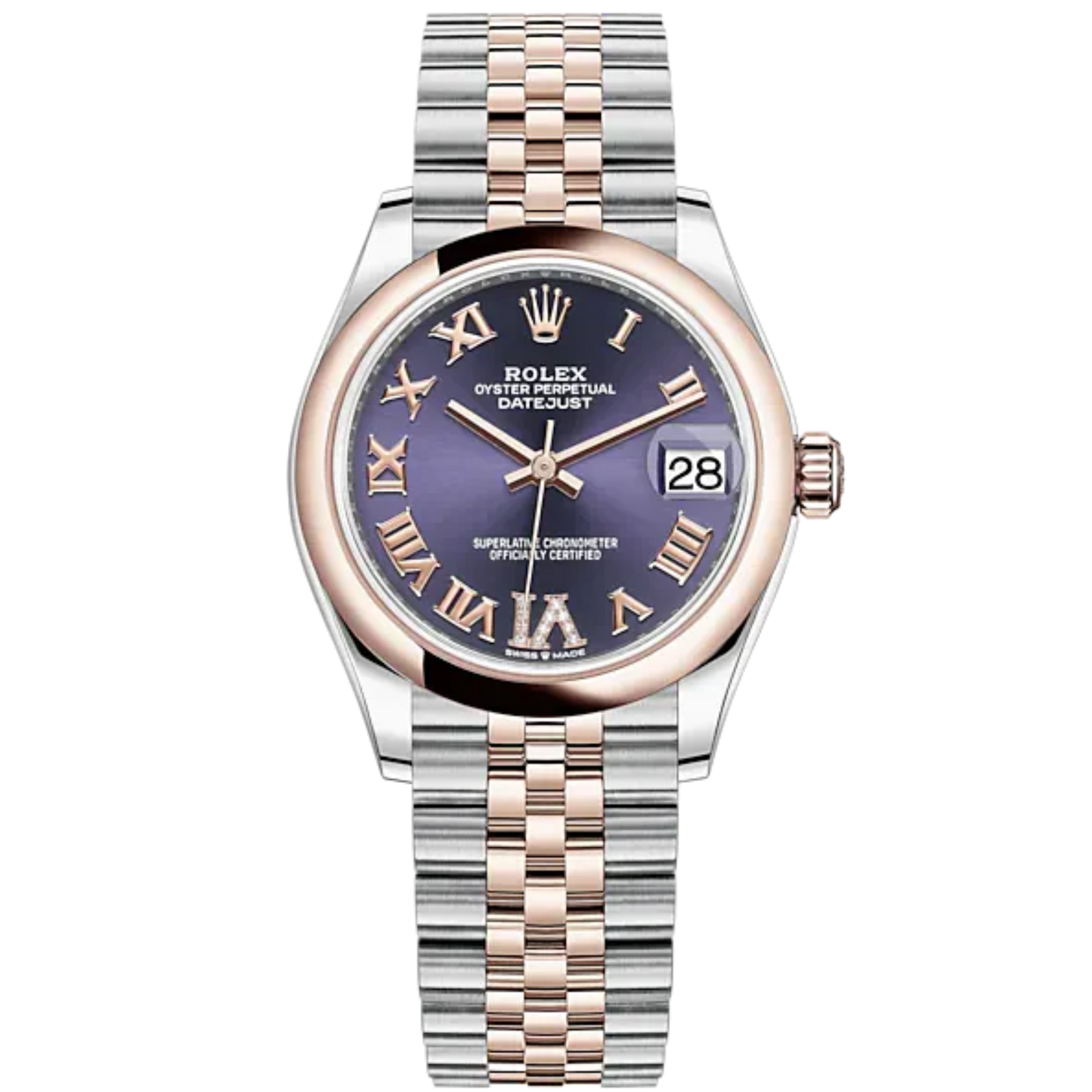 Datejust 31 31mm Jubilee Bracelet Oystersteel and Everose Gold with Aubergine Diamond Dial Everose Gold Bezel