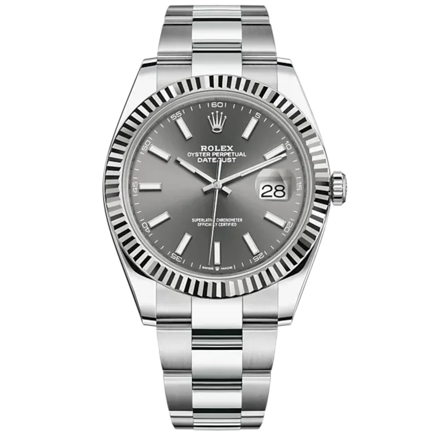 Datejust 41 41mm Oyster Bracelet Oystersteel and White Gold with Slate Dial Fluted Bezel