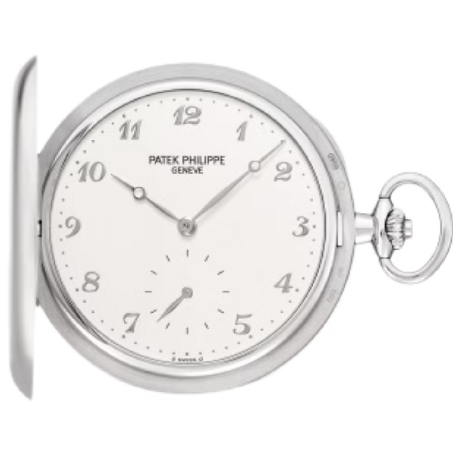 980G-010 Pocket Watches 48mm Silvery Opaline Dial White Gold Bezel