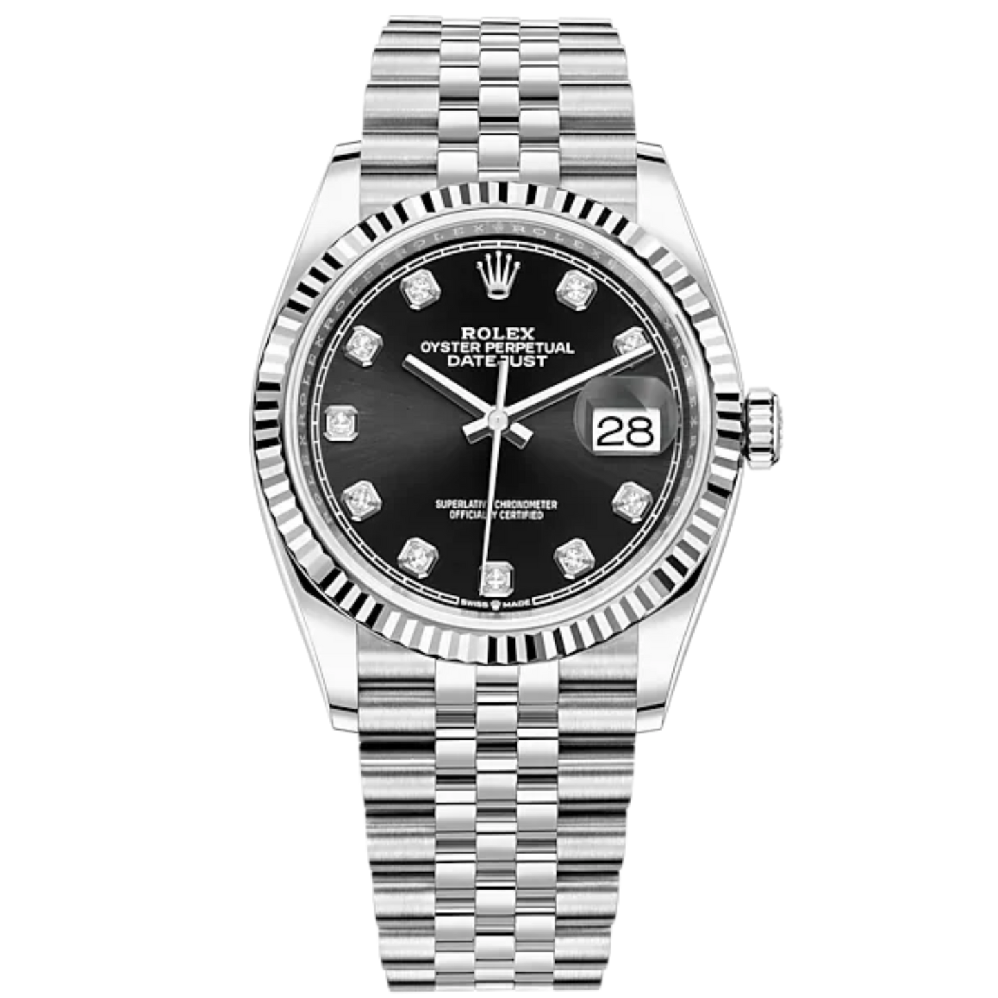 Rolex Datejust 36mm Jubilee Bracelet White Gold Black Diamond-Marker Dial