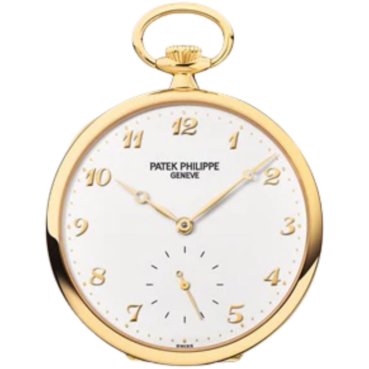 973J-001 Pocket Watches 44mm White Lacquered Dial Yellow Gold Bezel