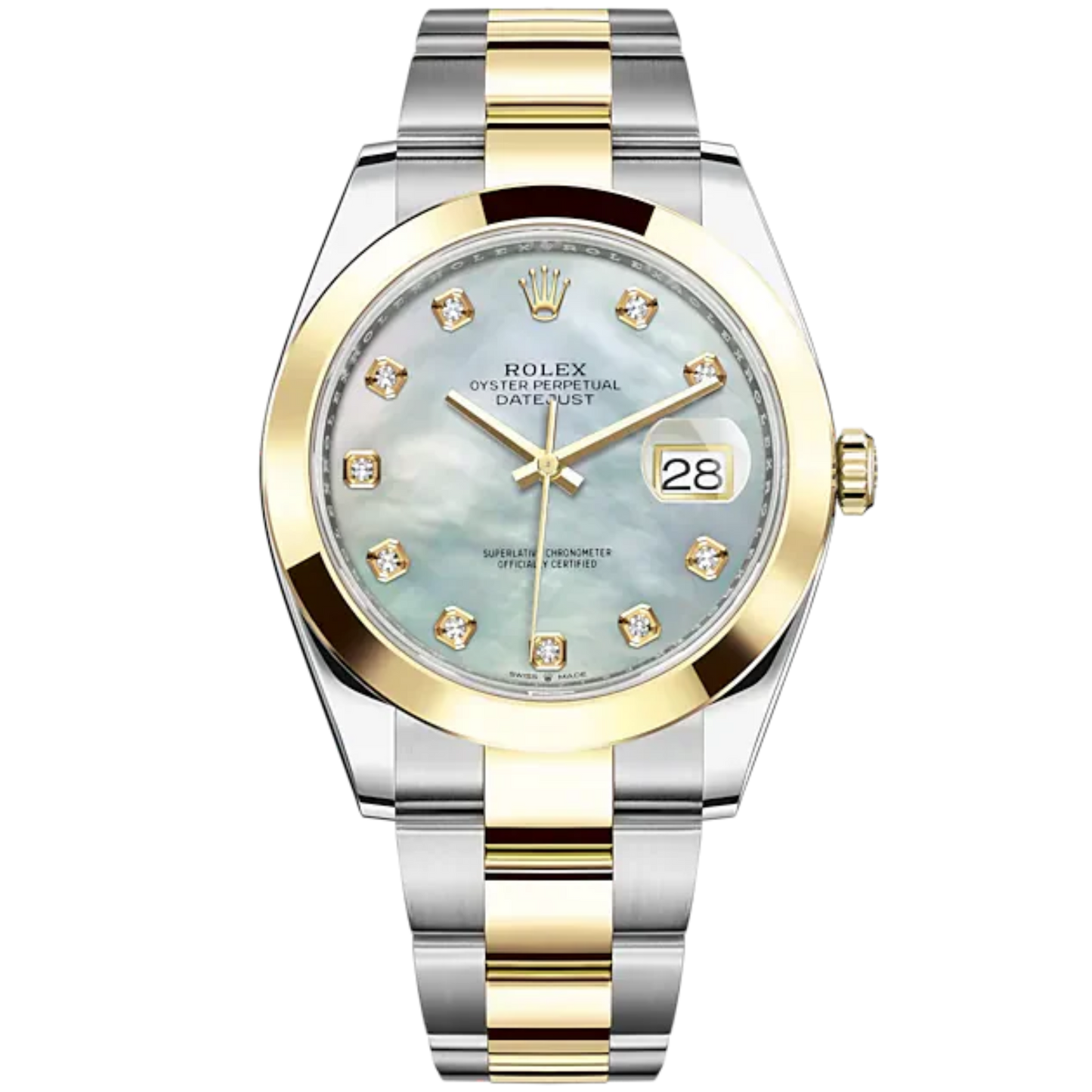 Datejust 41 41mm Oyster Bracelet Oystersteel and Yellow Gold with White Mother-Of-Pearl Diamond-Set Dial Yellow Gold Bezel