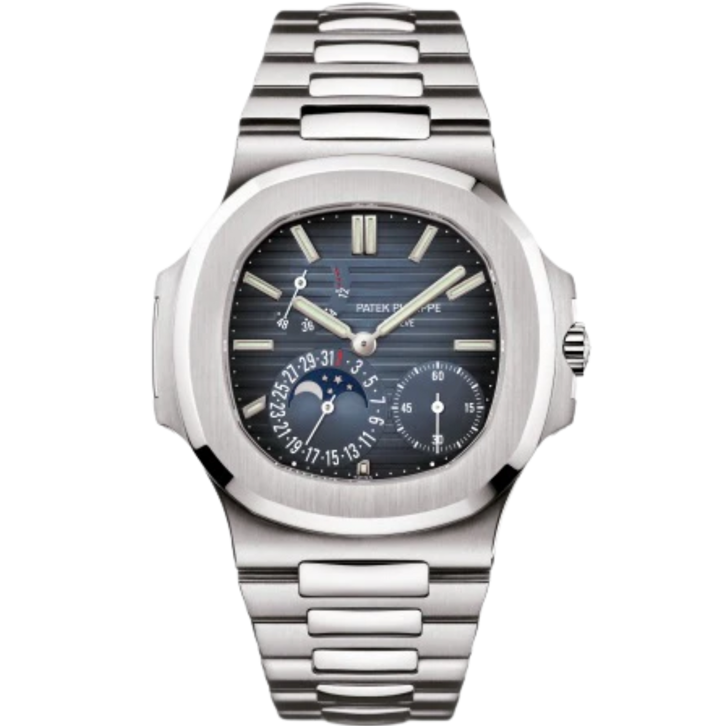 5712/1A-001 Nautilus 40mm Steel Bracelet Black-Blue Embossed Dial Stainless Steel Bezel