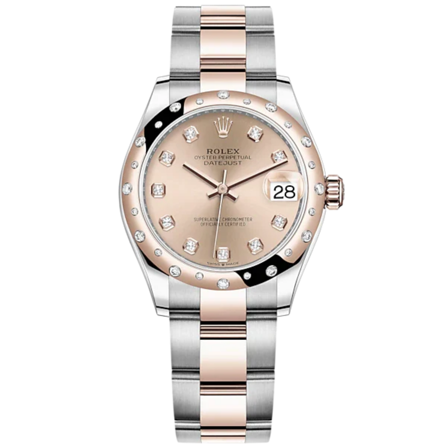 Datejust 31 31mm Oyster Bracelet Oystersteel and Everose Gold with Rosé-Colour Diamond-Set Dial Diamond-Set Bezel