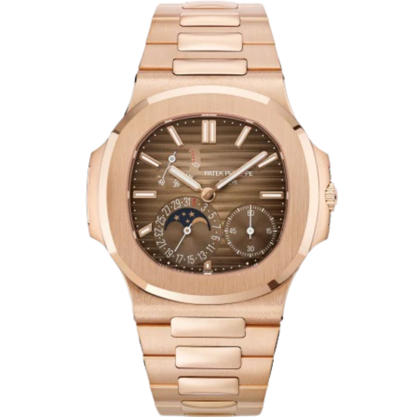 Patek Philippe Nautilus Ref. 5712/1R-001 40mm Rose Gold Bracelet Sunburst Brown Dial